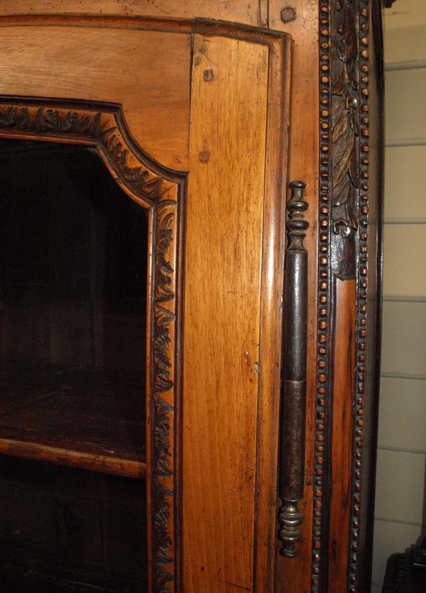 18th Century French Carved Walnut Glass Door Cupboard For Sale 13