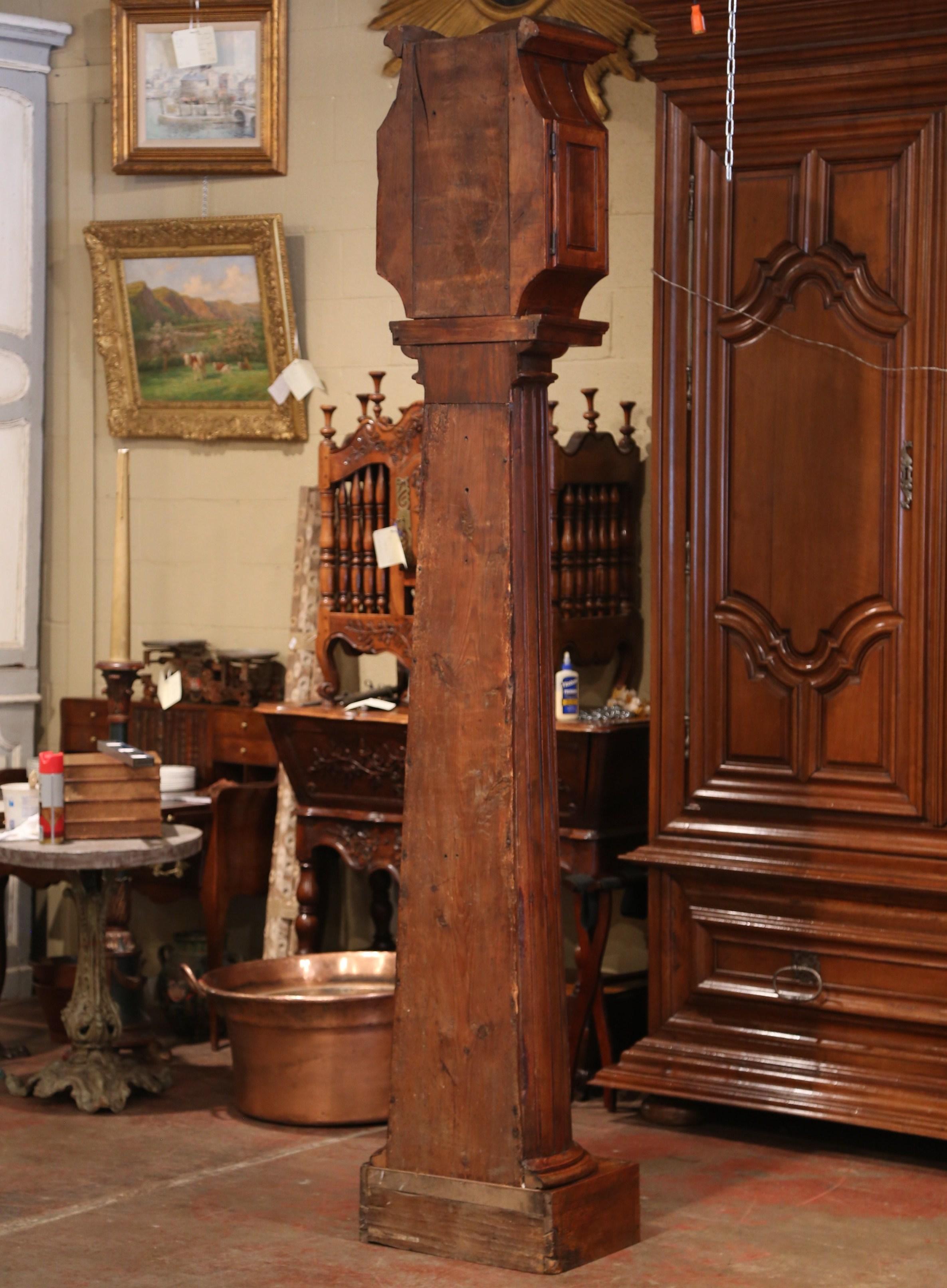 18th Century French Carved Walnut Grandfather Clock from Lyon 7
