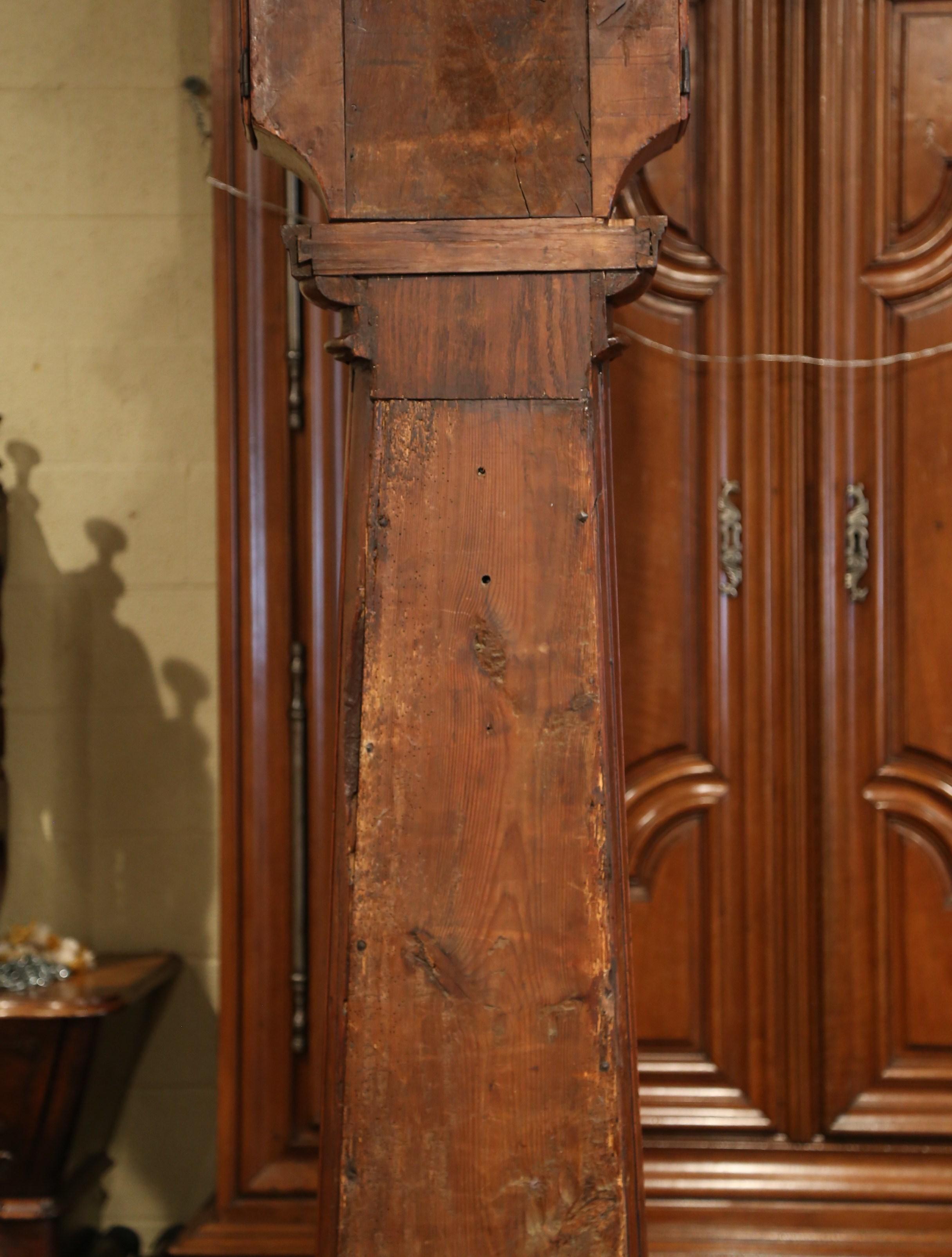 18th Century French Carved Walnut Grandfather Clock from Lyon 8