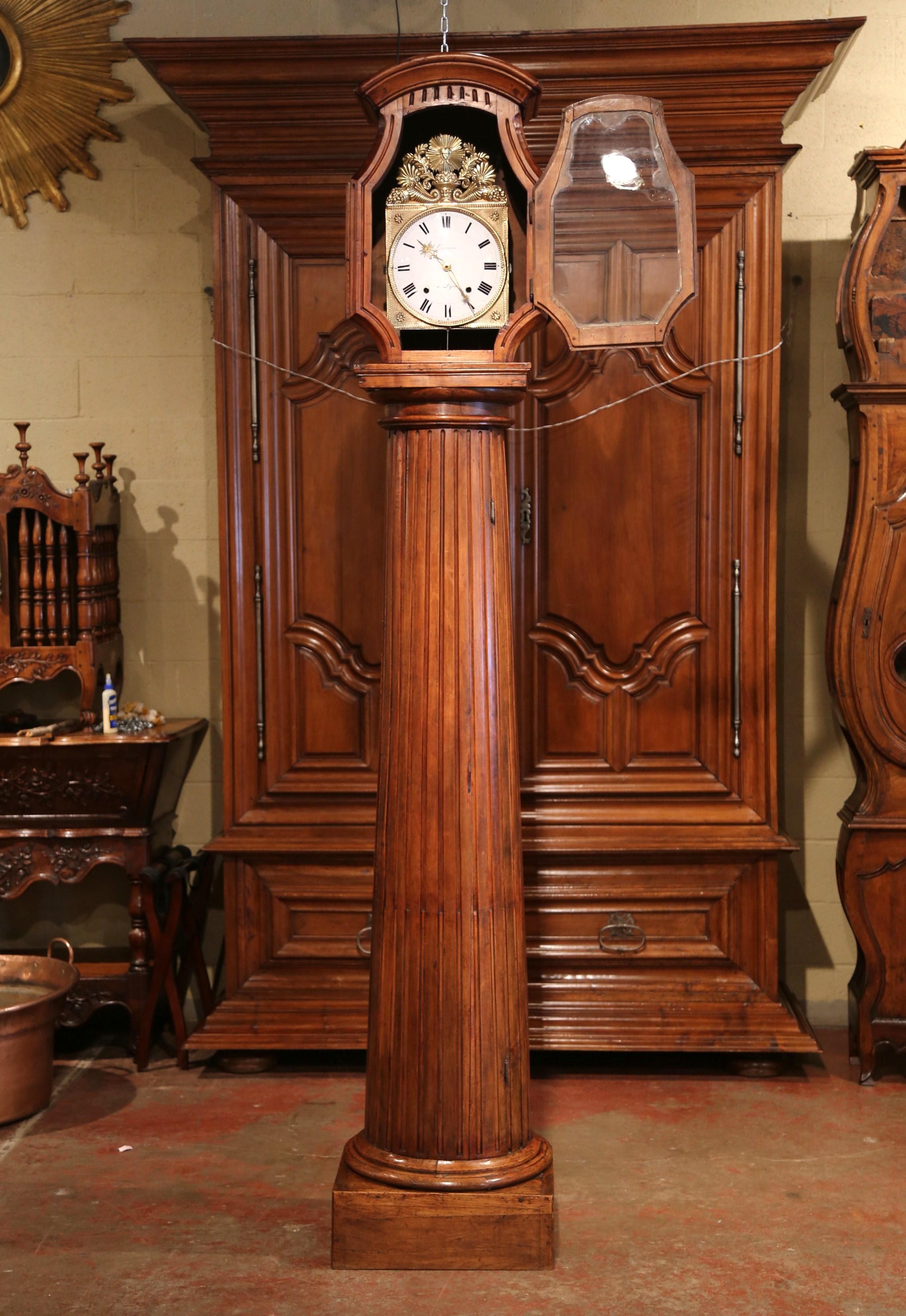 18th Century French Carved Walnut Grandfather Clock from Lyon 1