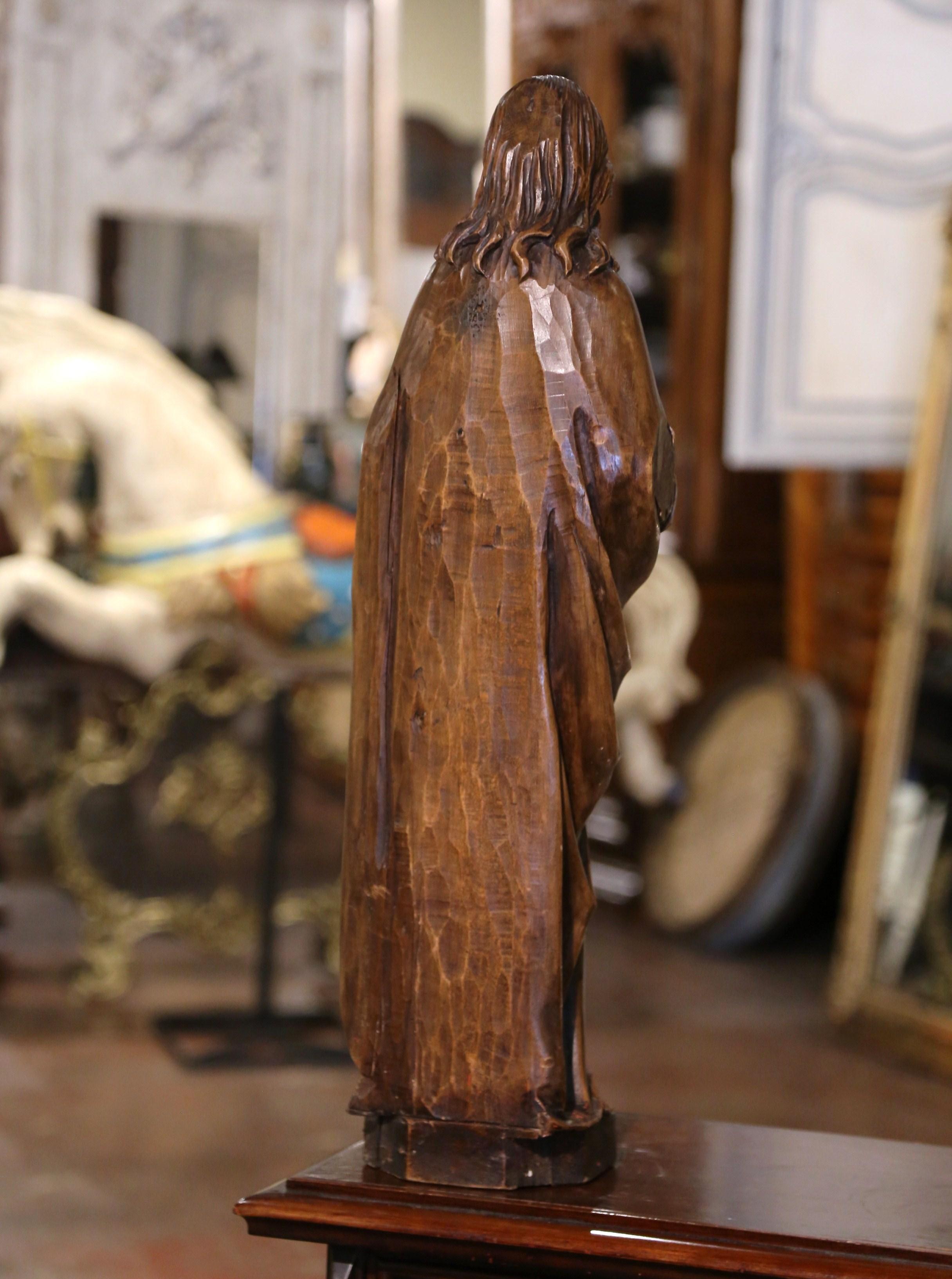 18th Century French Carved Walnut Statue of Jesus Christ For Sale 4