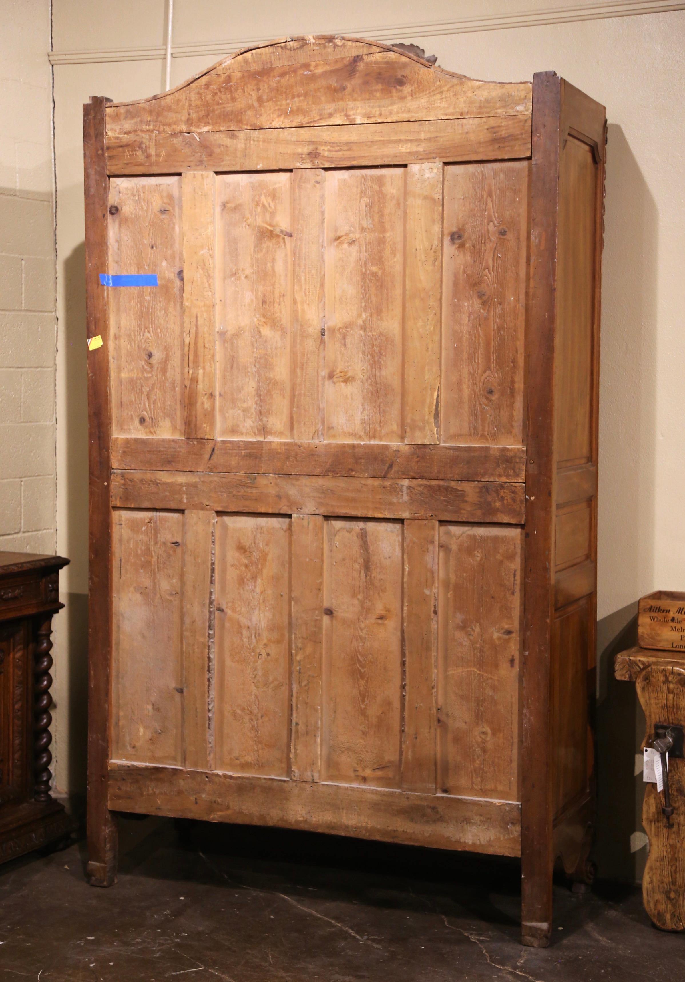 18th Century French Carved Walnut Wedding Armoire from Provence For Sale 12