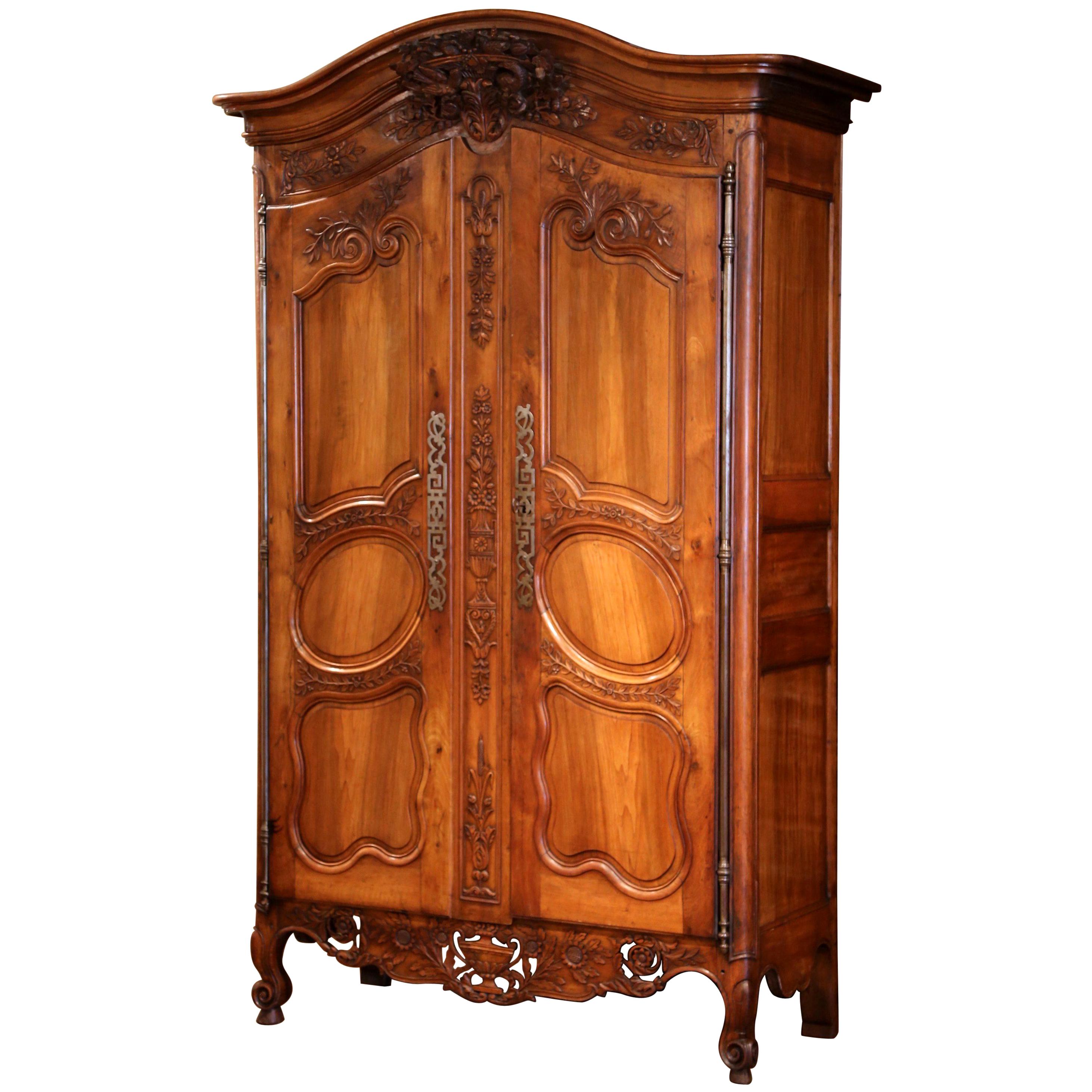 18th C. Heavily Carved Antique French Normandy Wedding Armoire at 1stDibs