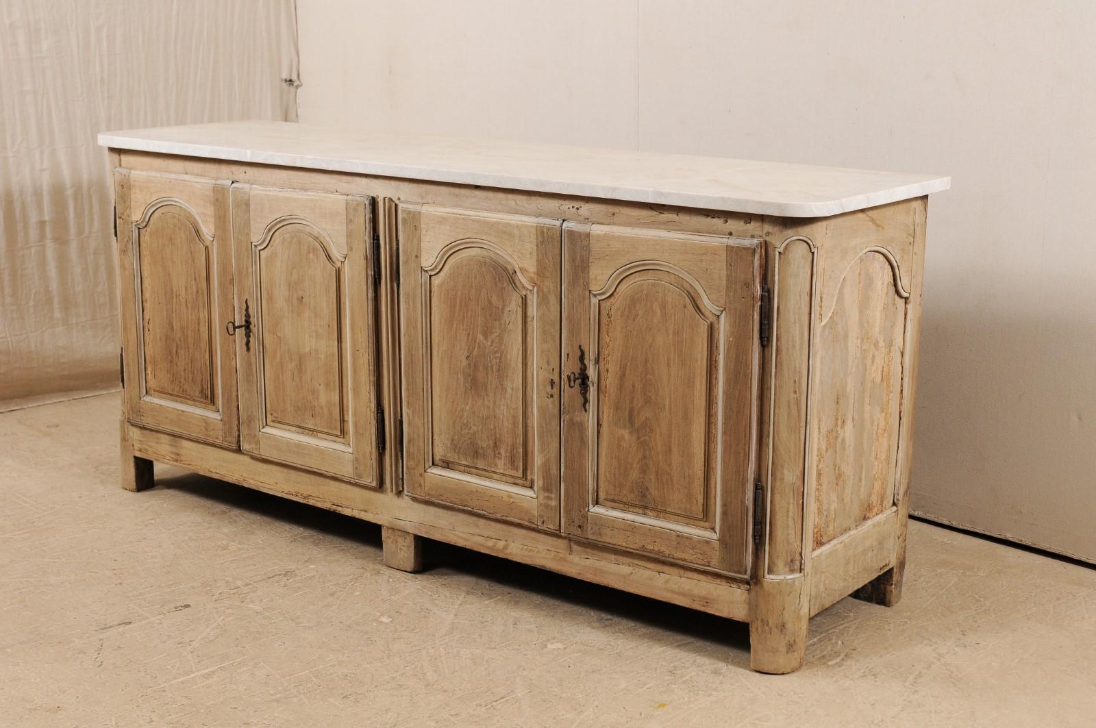 18th Century and Earlier 18th Century French Carved Wood Buffet Cabinet with Marble Top
