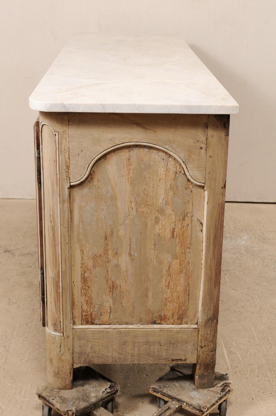 18th Century French Carved Wood Buffet Cabinet with Marble Top 4