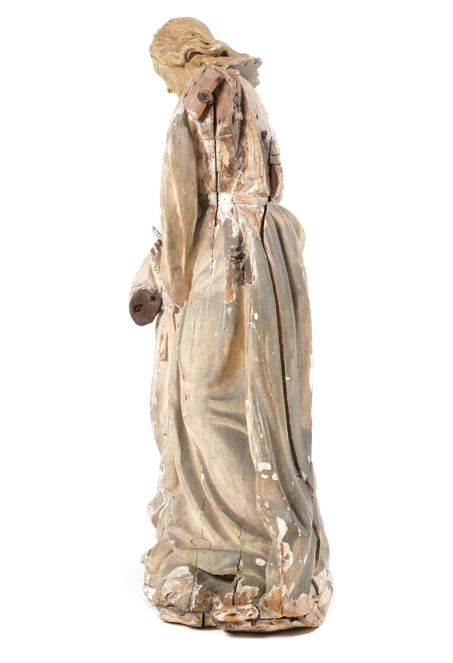 18th Century, French Carved Wood Sculpture In Fair Condition In Bradenton, FL