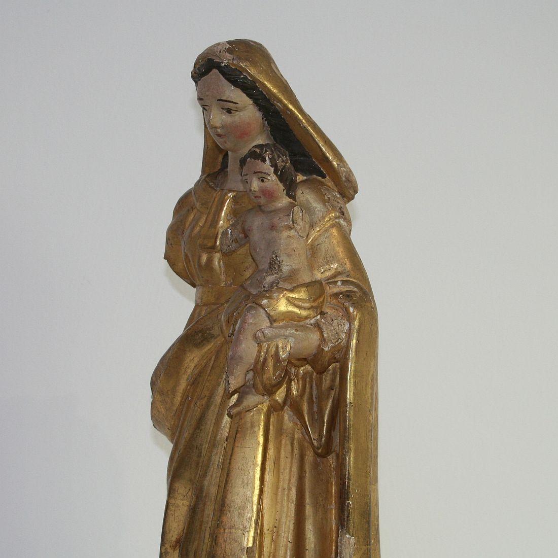 18th Century French Carved Wooden Madonna with Child 4