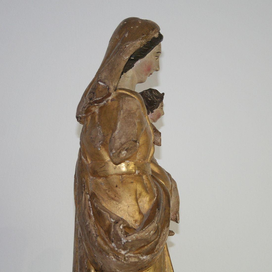 18th Century French Carved Wooden Madonna with Child 6