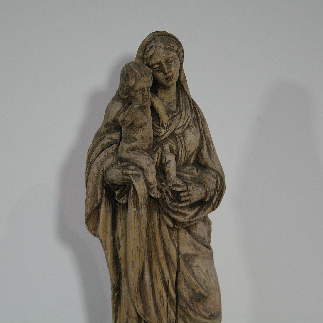 18th Century French Carved Wooden Madonna with Child 7