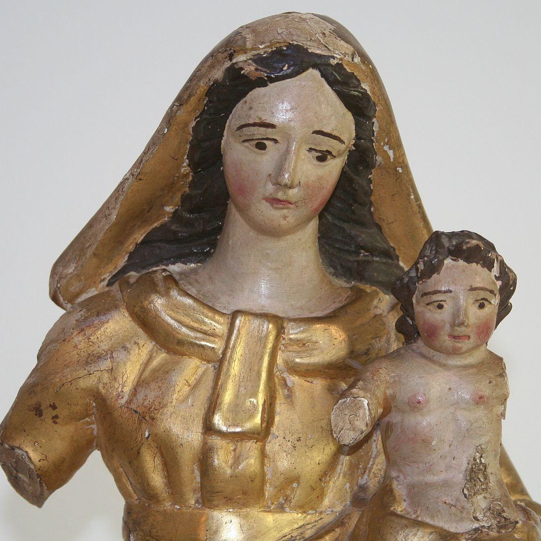 18th Century French Carved Wooden Madonna with Child 8