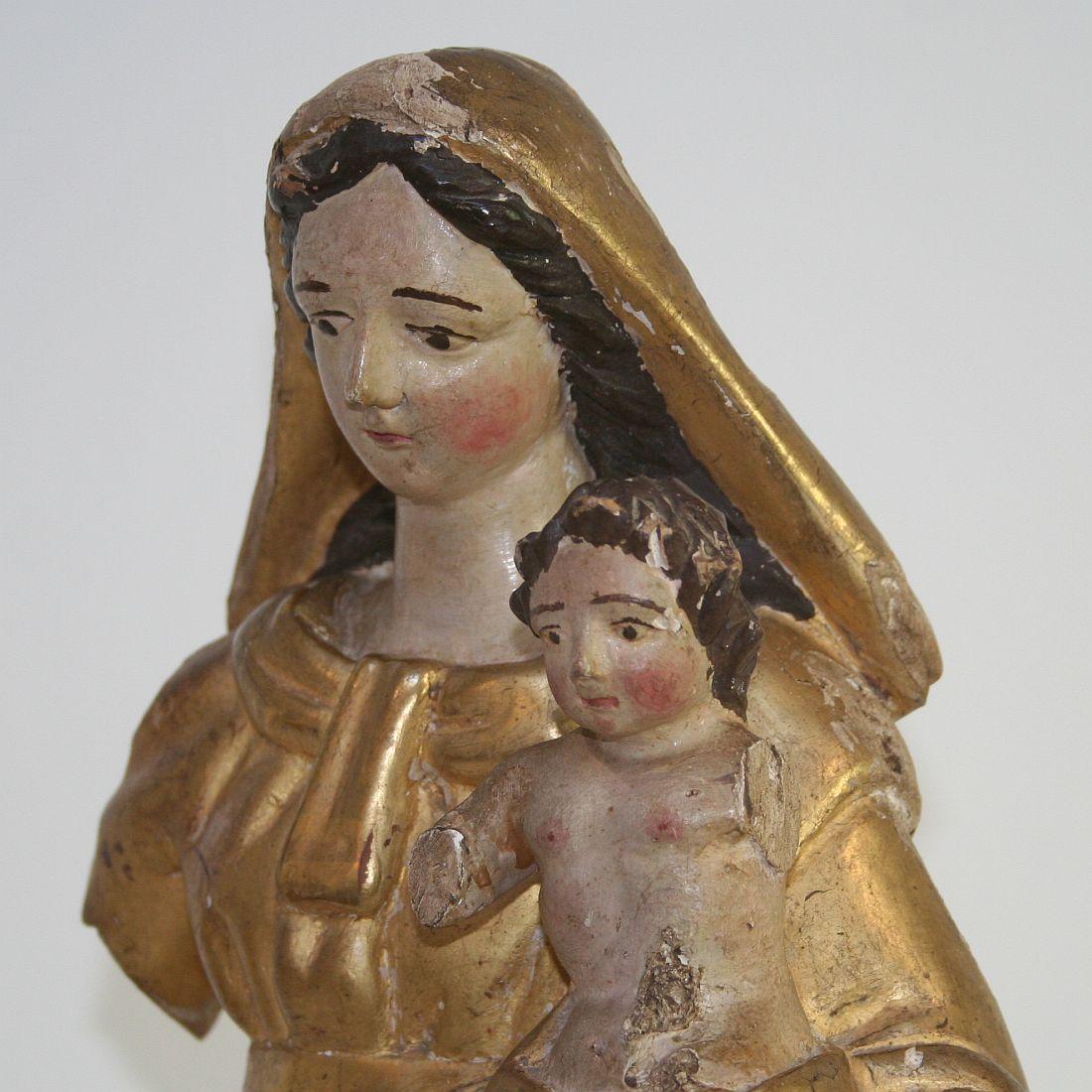 18th Century French Carved Wooden Madonna with Child 9