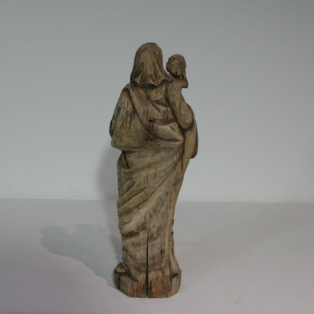 18th Century French Carved Wooden Madonna with Child 2