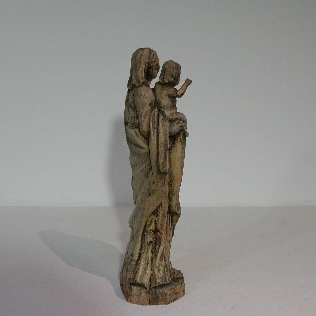 18th Century French Carved Wooden Madonna with Child 3