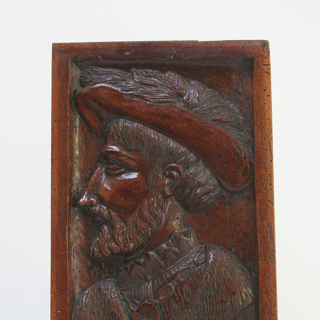 18th Century French Carved Wooden Panel with Portrait 2