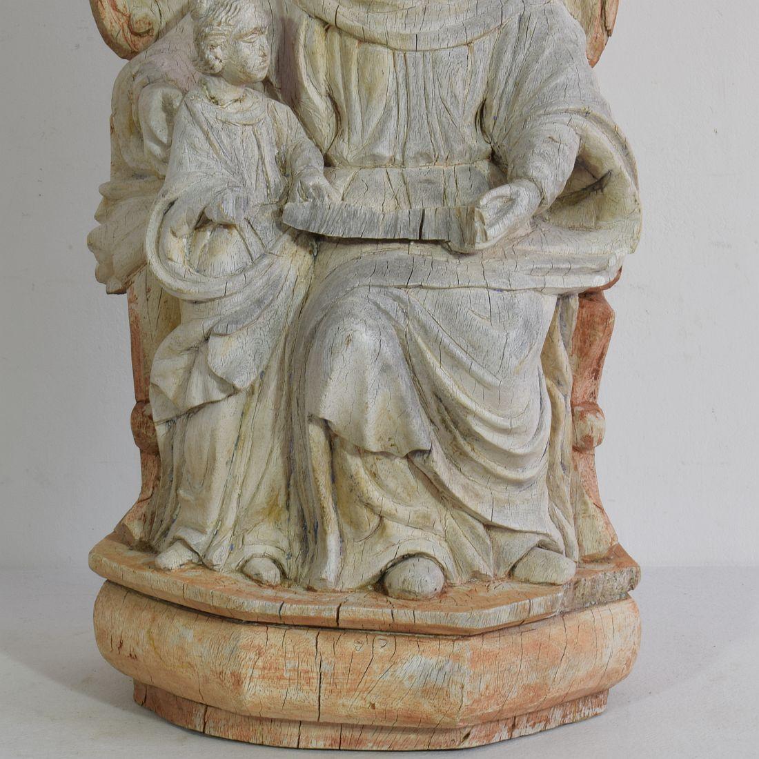 18th Century French Carved Wooden Statue of the Virgin Mary and Saint ...