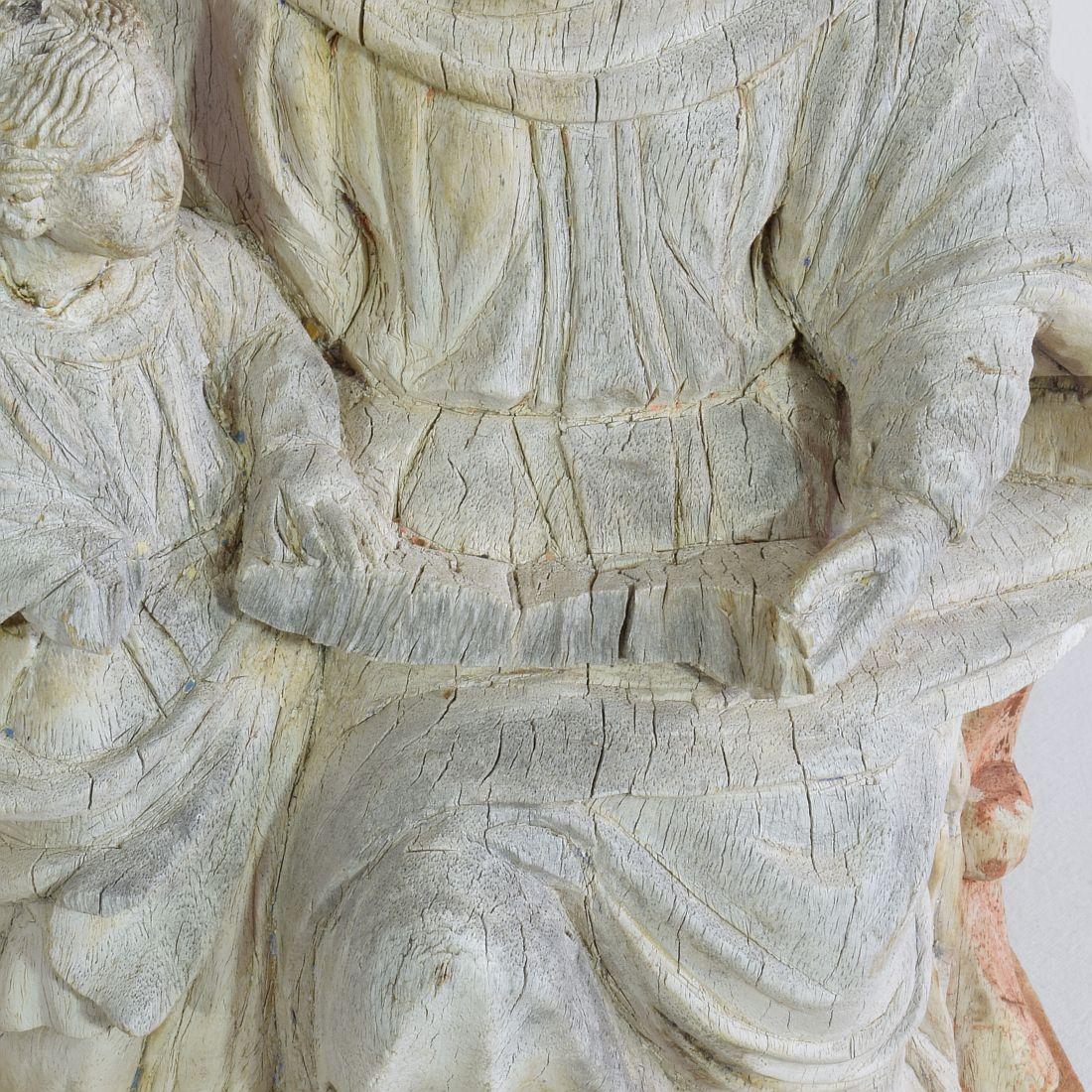18th Century French Carved Wooden Statue of the Virgin Mary and Saint ...