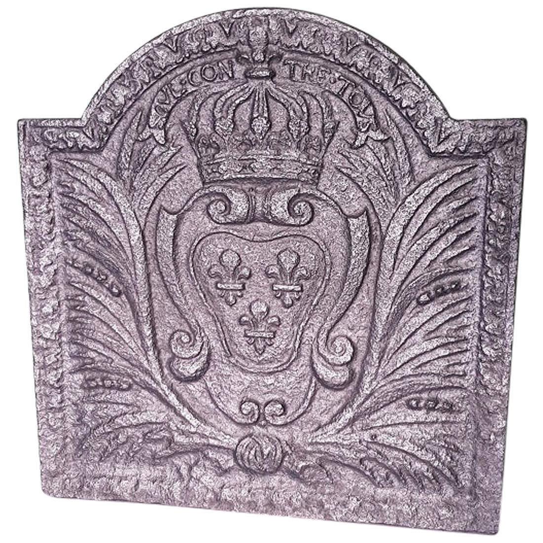 18th Century French Cast Iron Fireback with Bourbon Crest