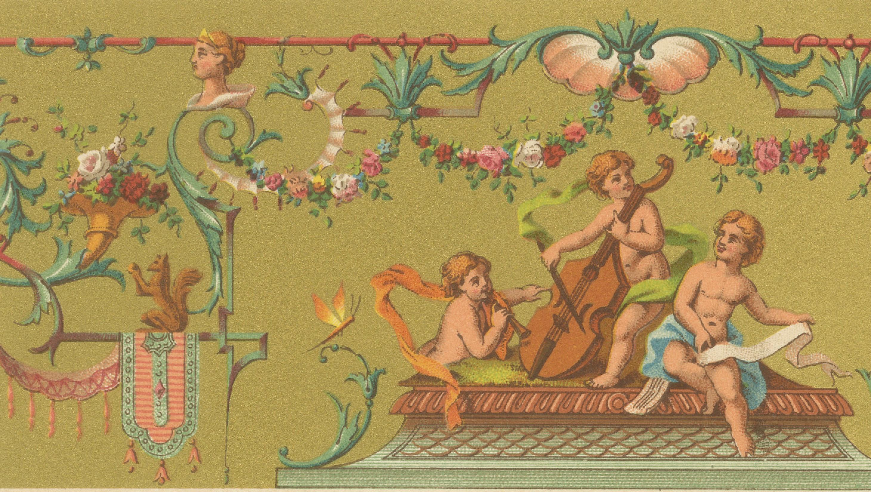 Plafonds français du XVIIIe siècle - Fresque néoclassique et grotesques, planche X Bon état - En vente à Langweer, NL