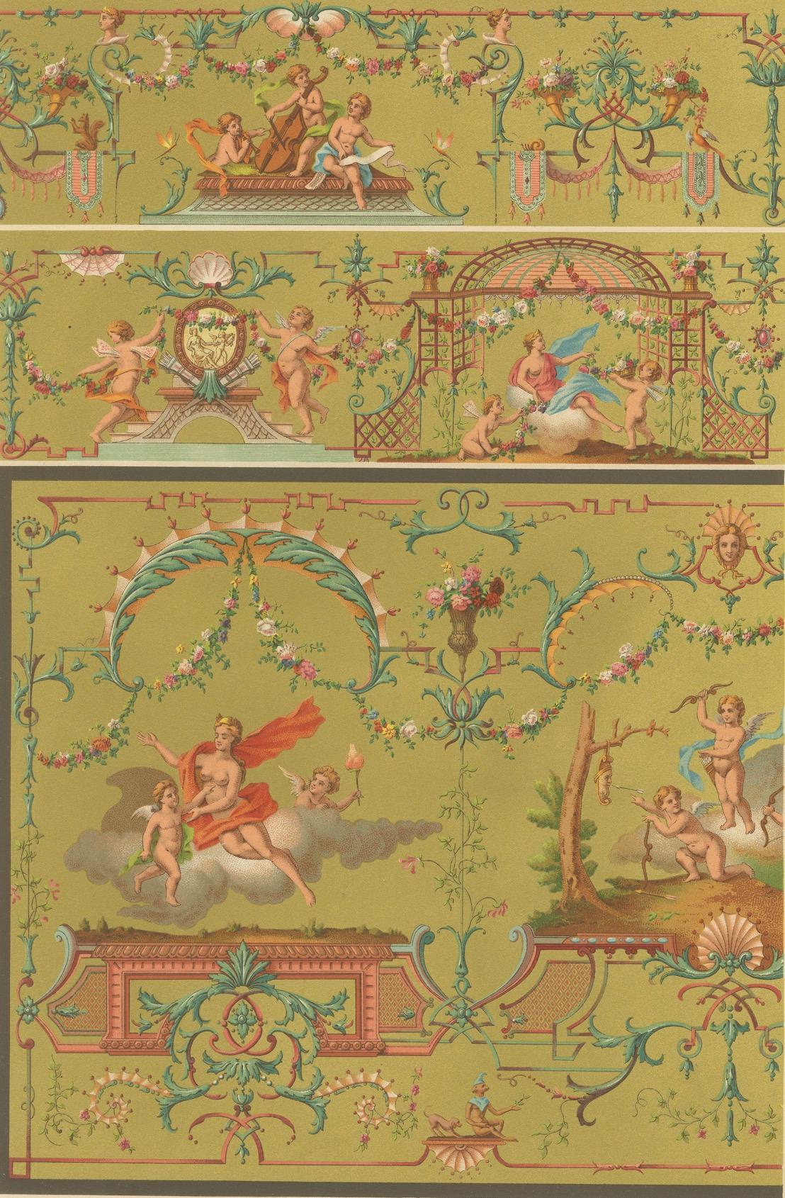 Plafonds français du XVIIIe siècle - Fresque néoclassique et grotesques, planche X en vente 2