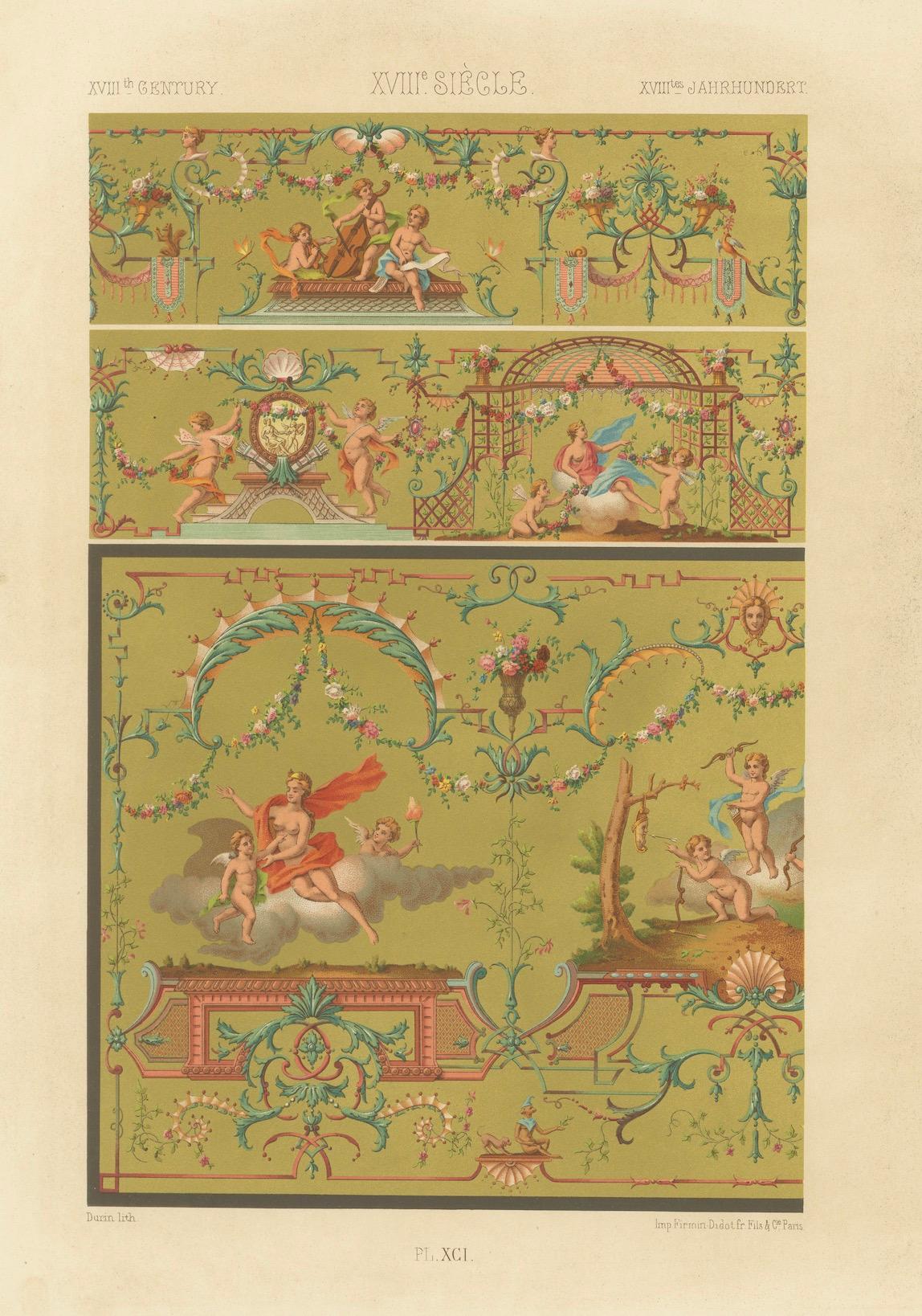 Plafonds français du XVIIIe siècle - Fresque néoclassique et grotesques, planche X en vente 3