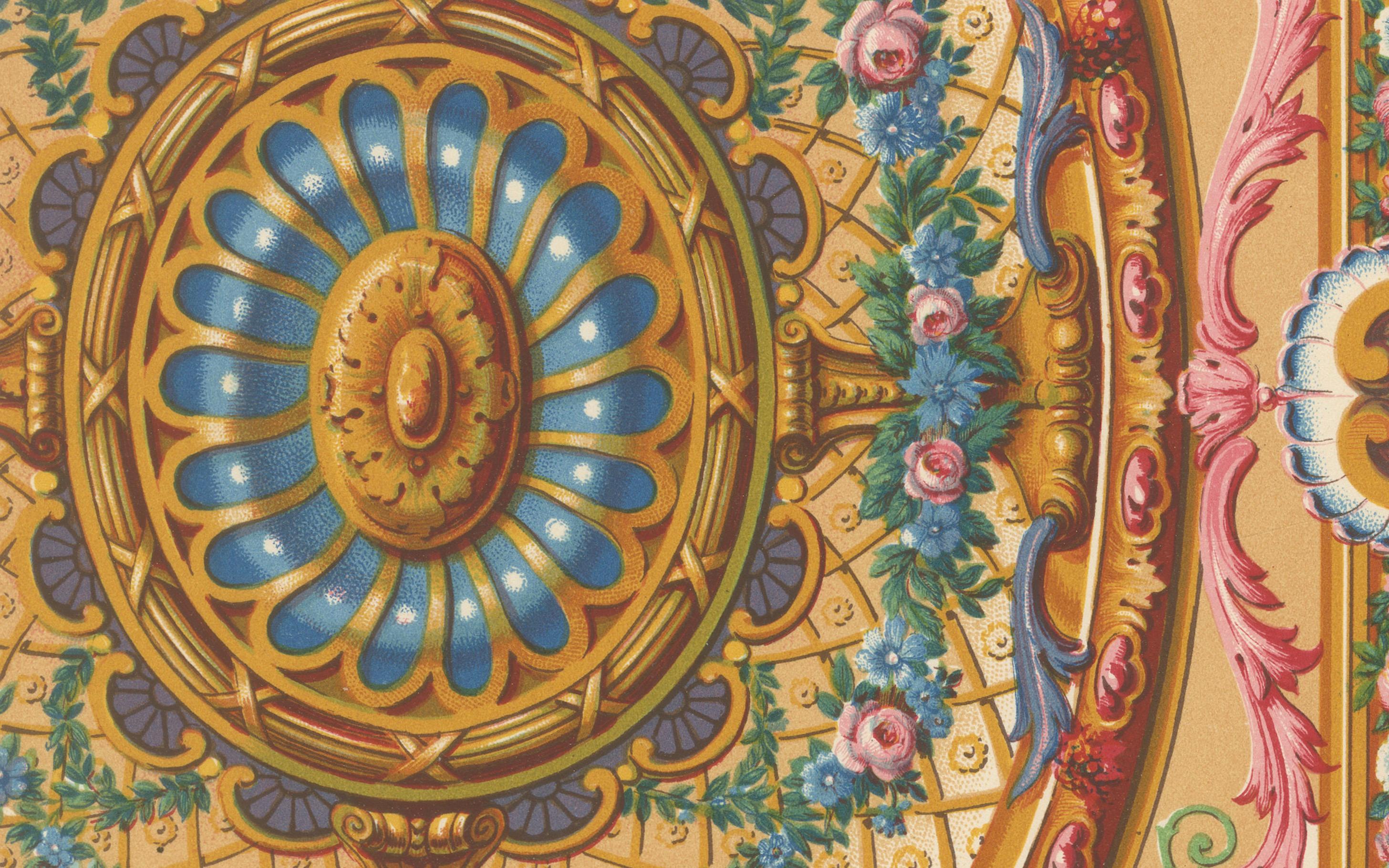 XIXe siècle Plafond français du XVIIIe siècle - Ornement floral et architectural Rococo en vente