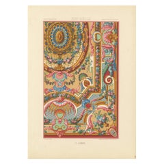 Plafond français du XVIIIe siècle - Ornement floral et architectural Rococo