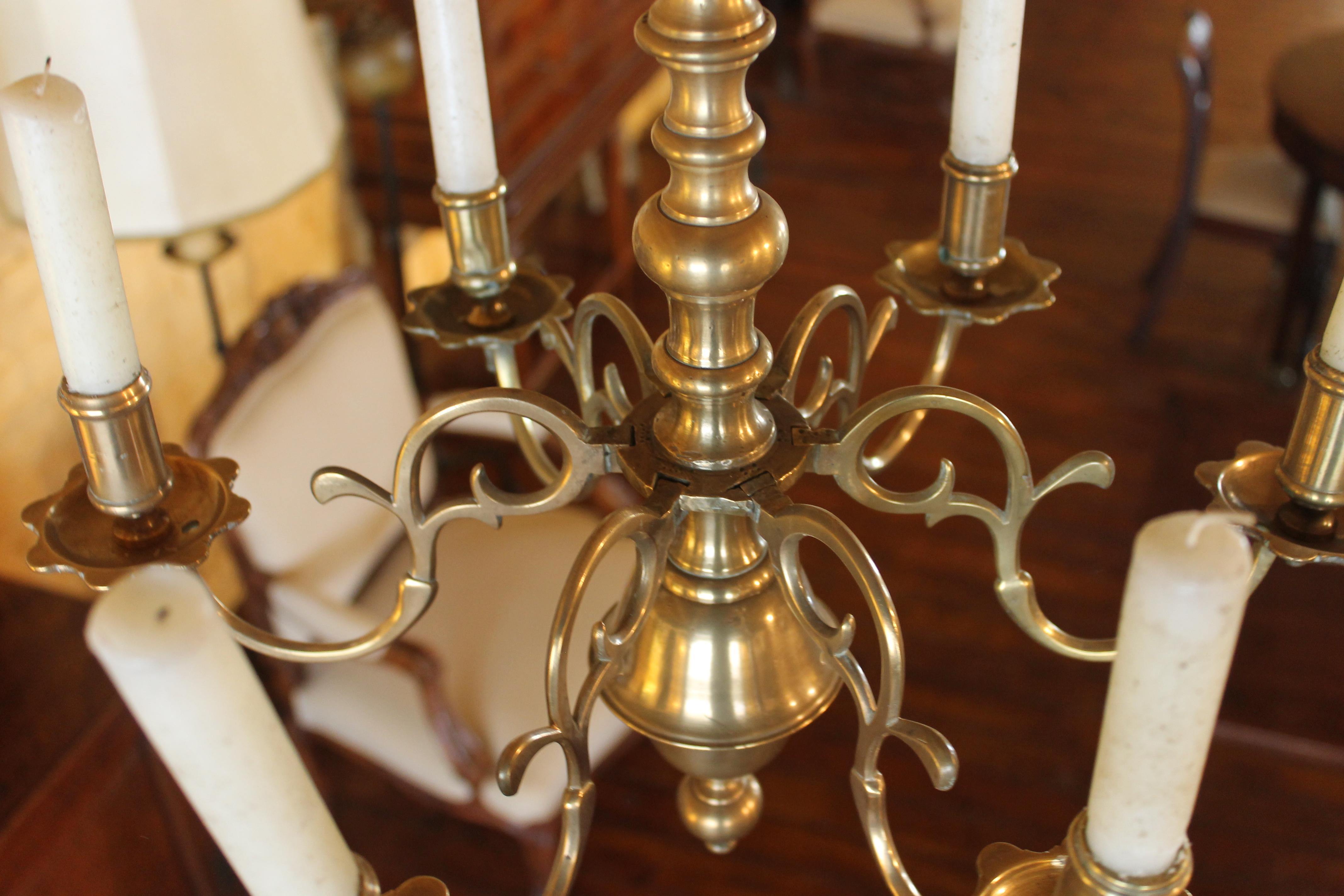 18th Century French Chandelier in Bronze 6 Branches For Sale 4