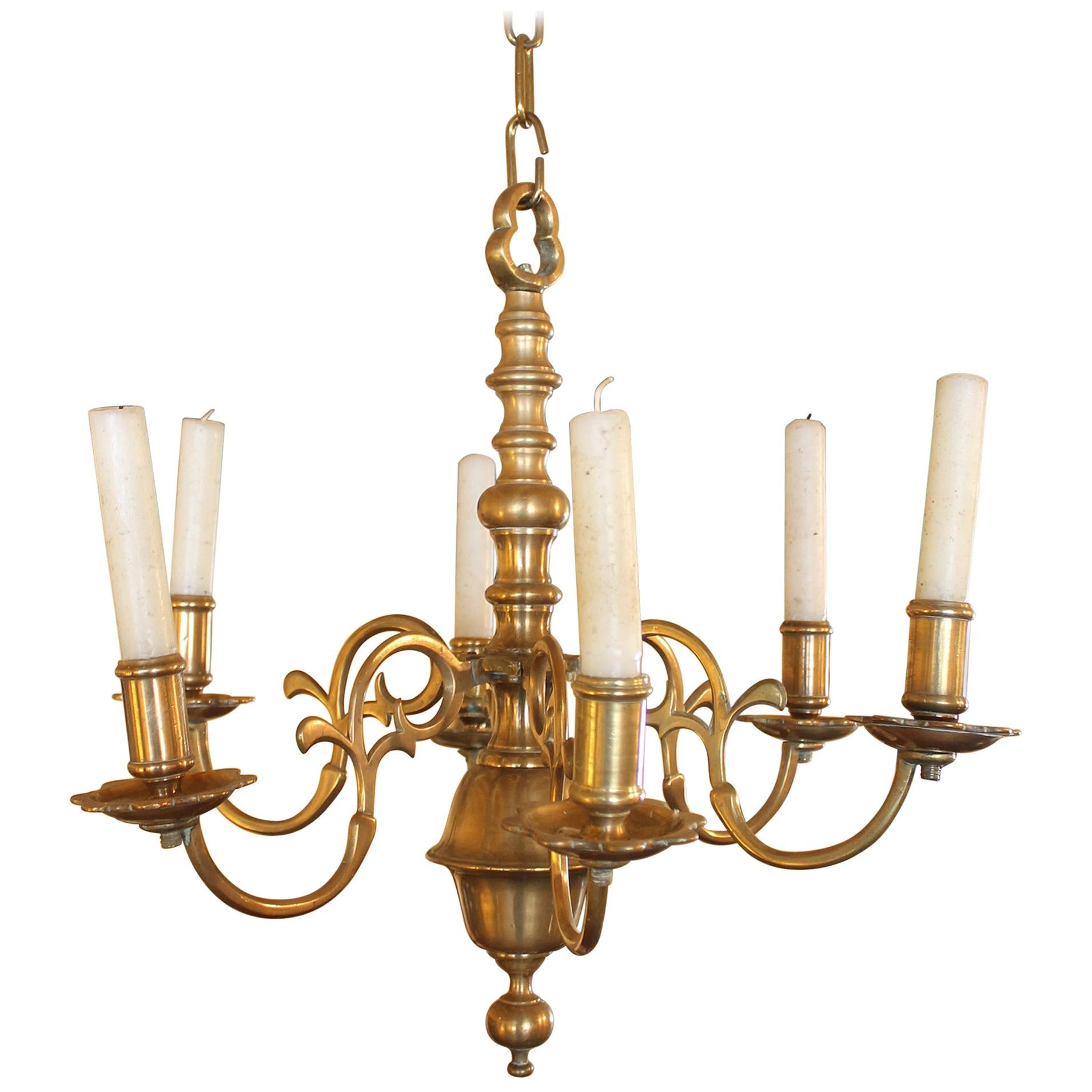 18th Century French Chandelier in Bronze 6 Branches For Sale