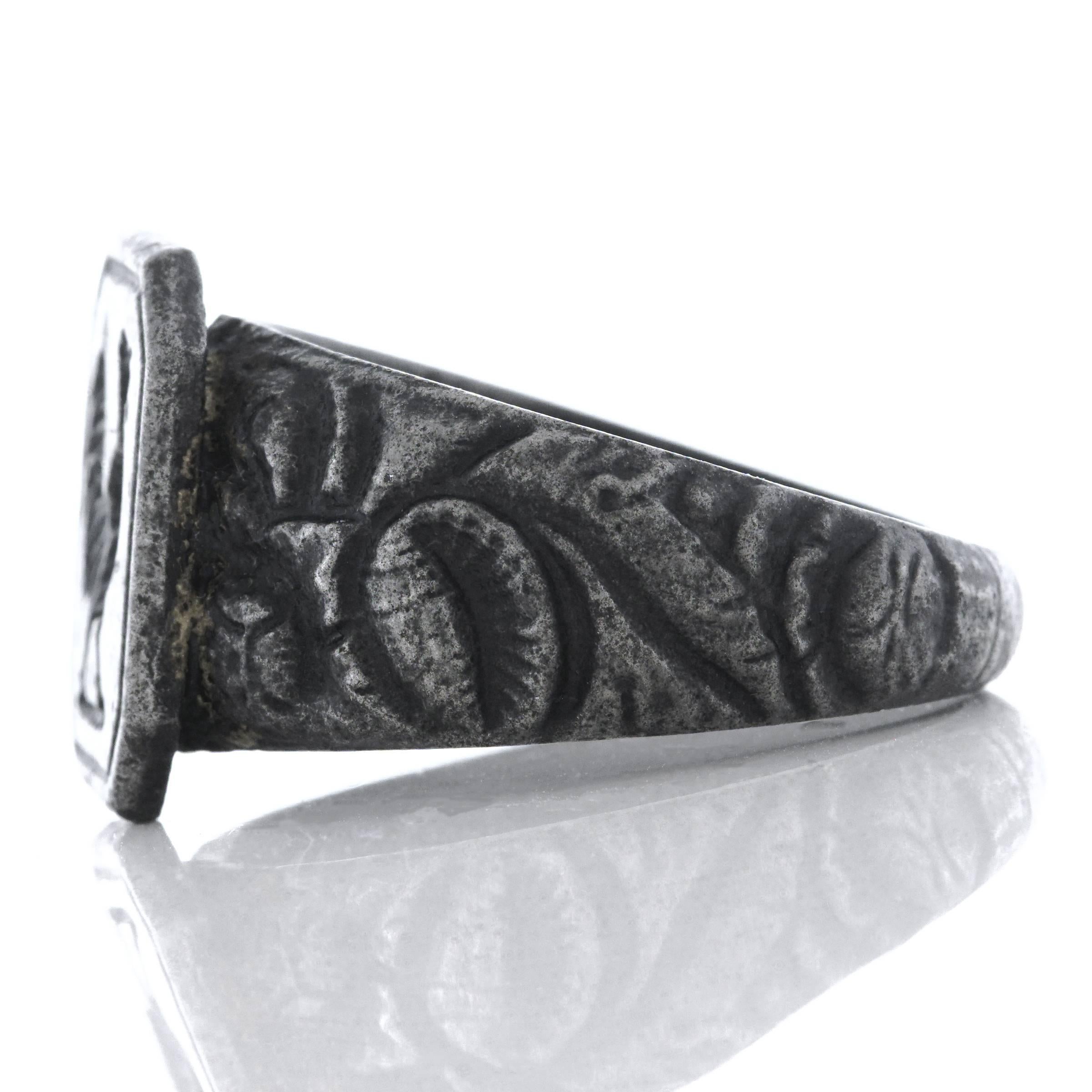 Women's or Men's 18th Century French Chanticleer Iron Signet Ring