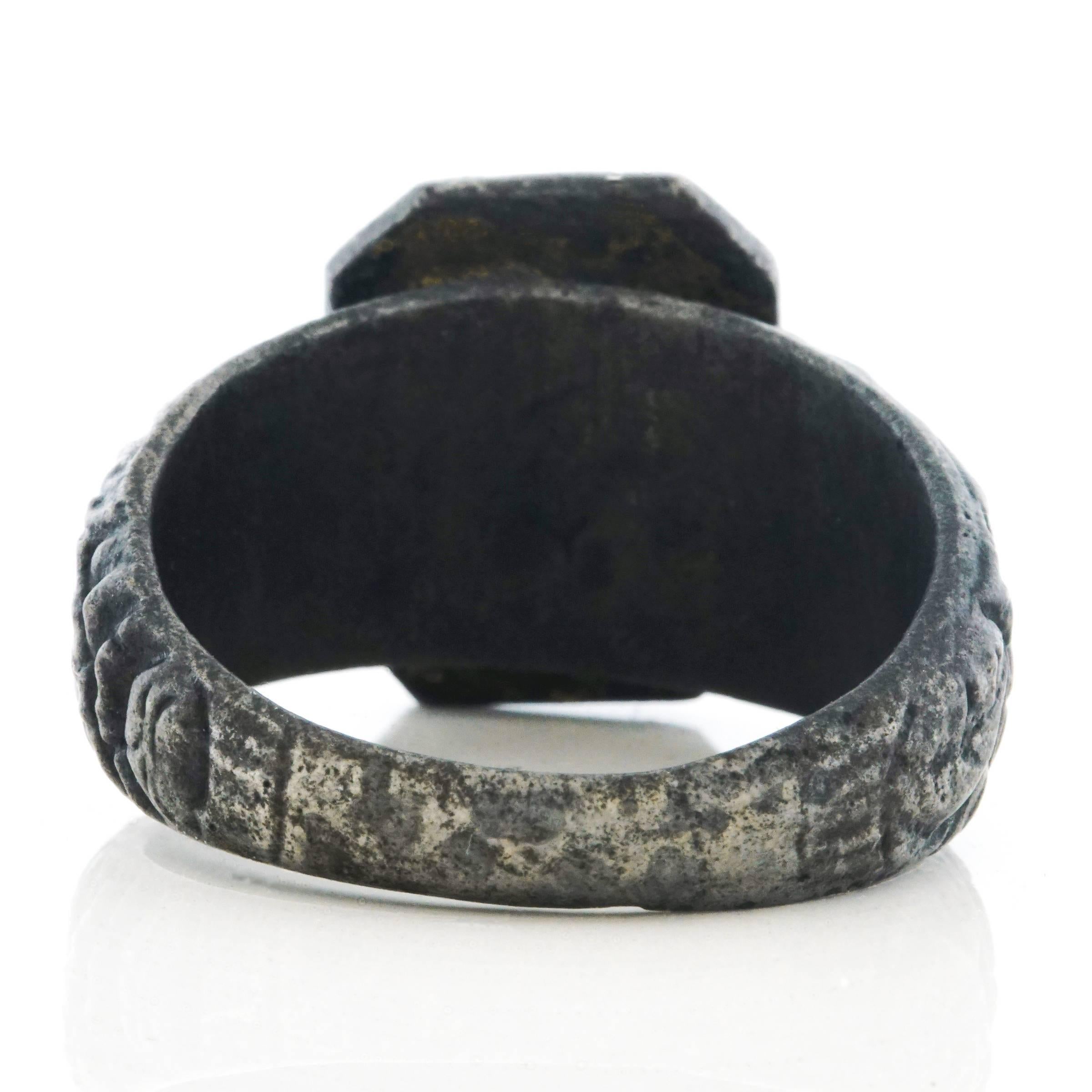 18th Century French Chanticleer Iron Signet Ring 3