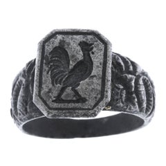 Antique 18th Century French Chanticleer Iron Signet Ring