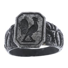 18th Century French Chanticleer Iron Signet Ring