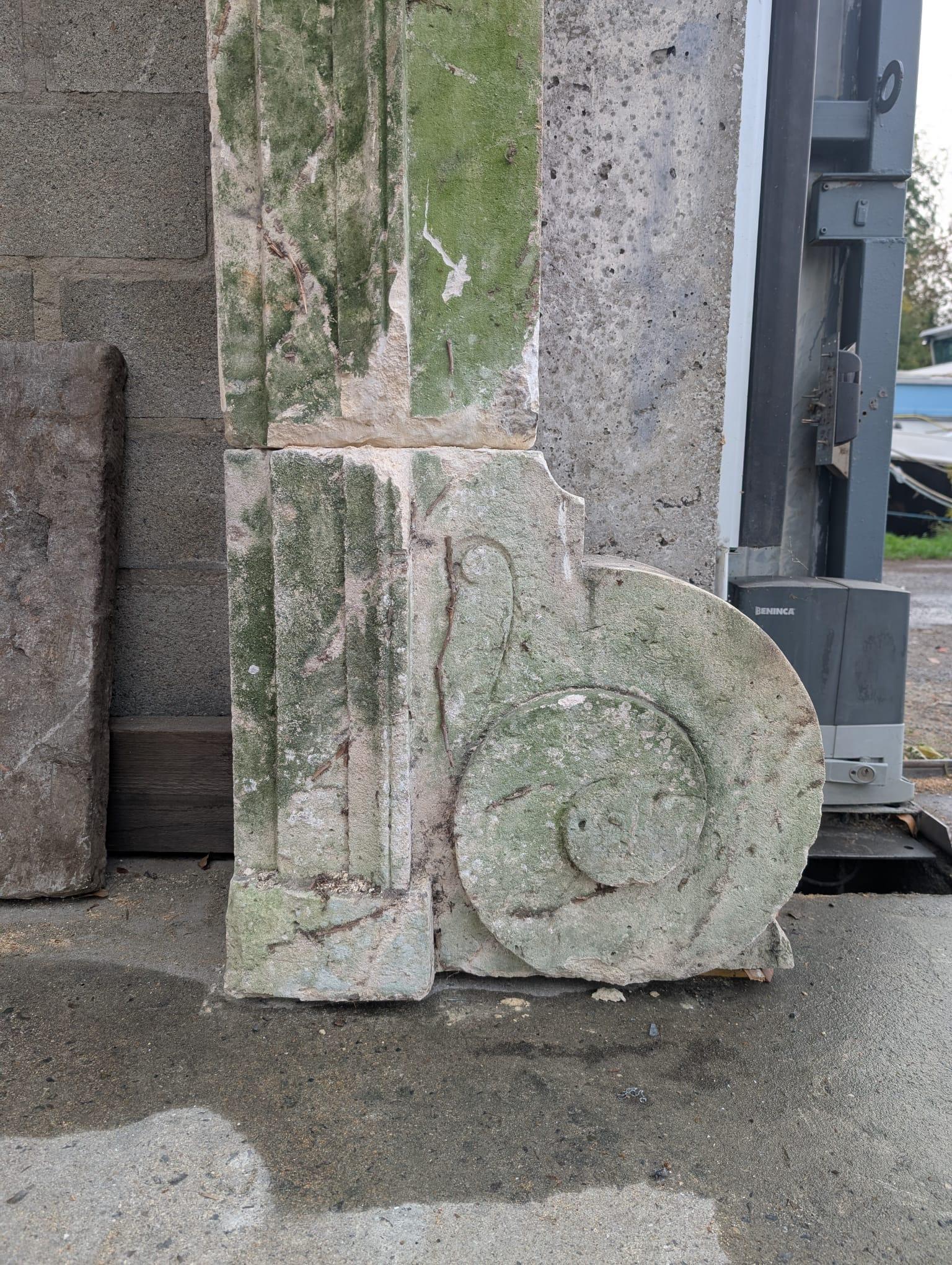 Mid-18th Century 18th-Century French Château Limestone Arch with Pediment, circa 1750 For Sale