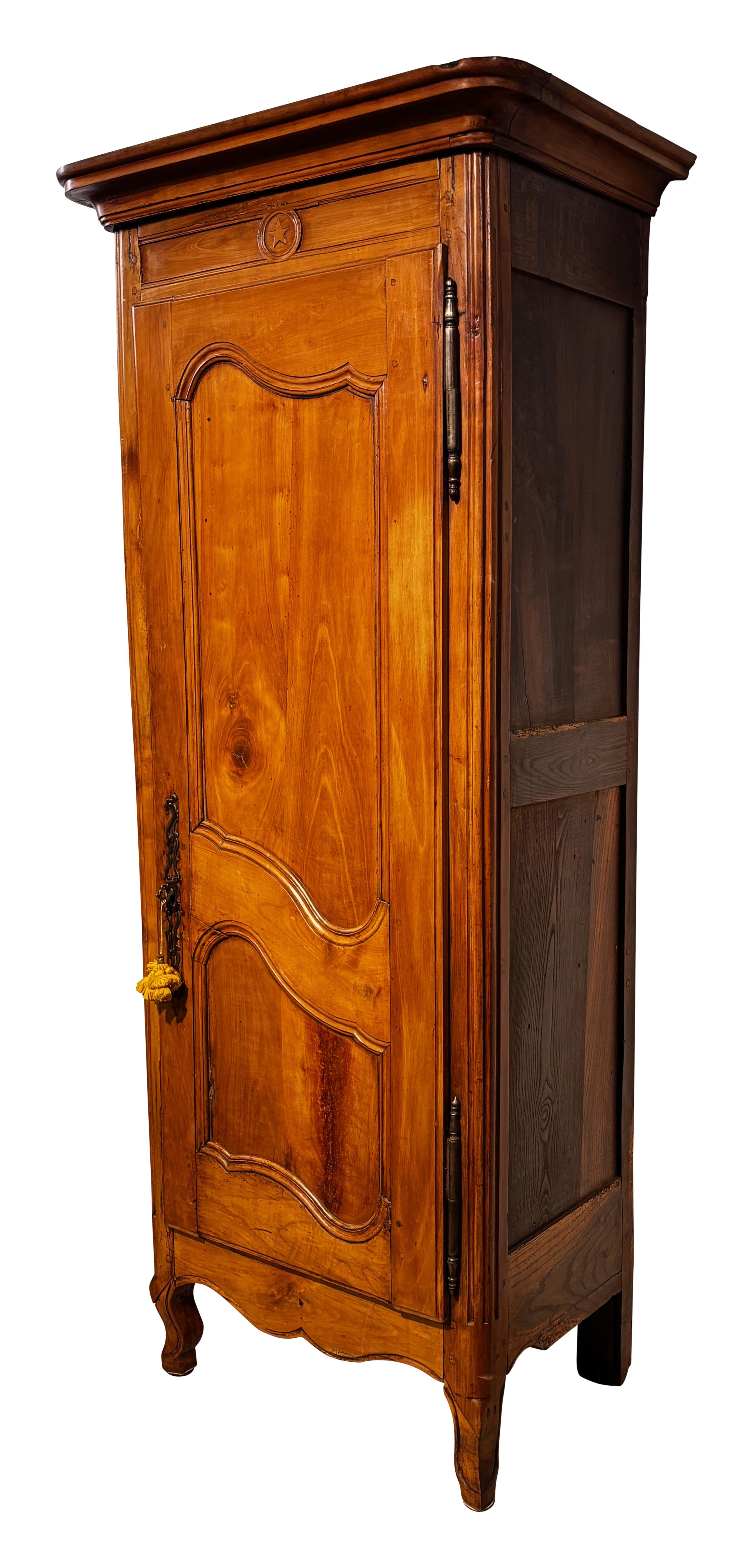 French Provincial 18th Century French Cherrywood Bonnetiere Armoire Cabinet, Circa 1750