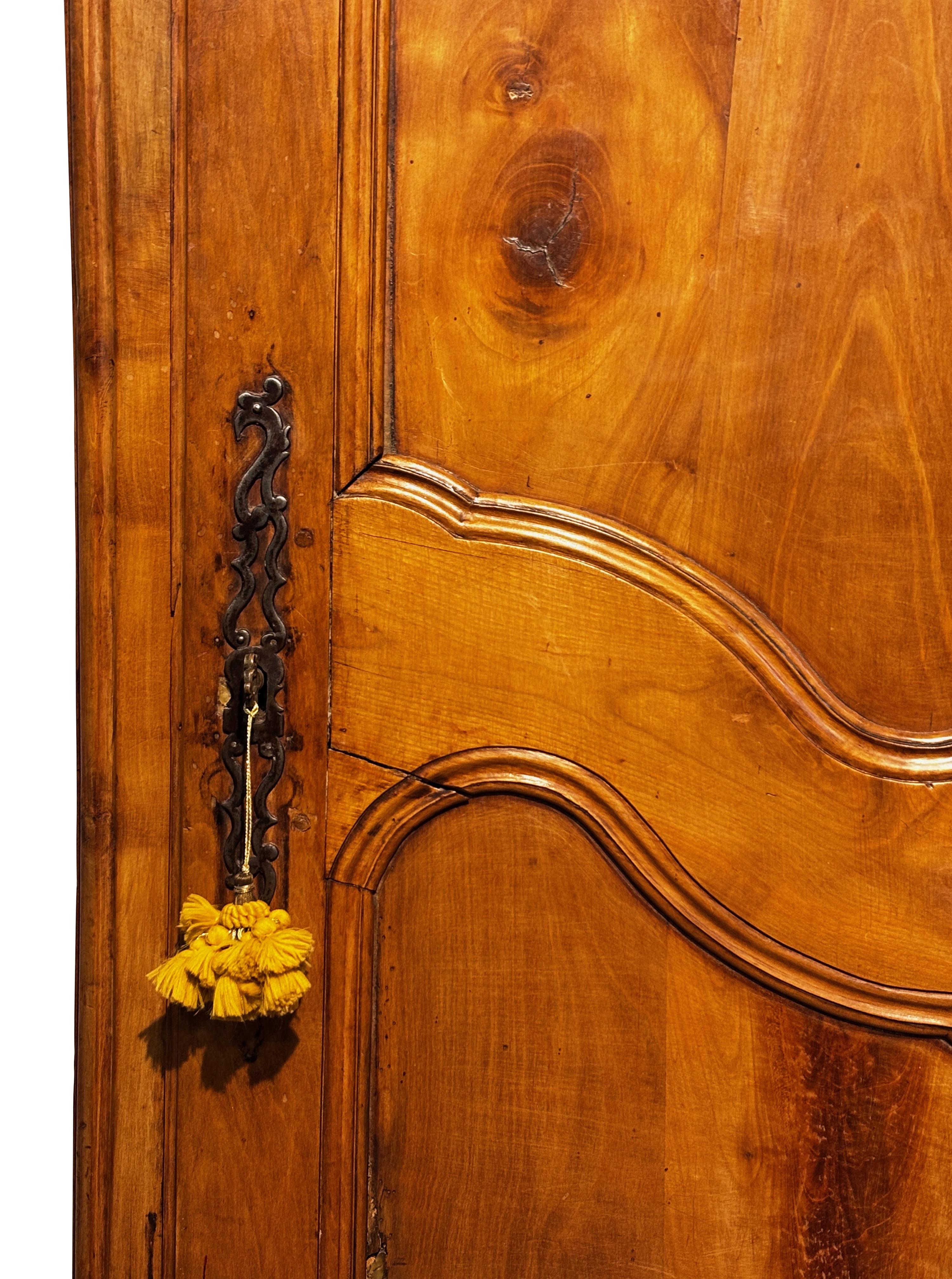 18th Century French Cherrywood Bonnetiere Armoire Cabinet, Circa 1750 In Good Condition In San Francisco, CA