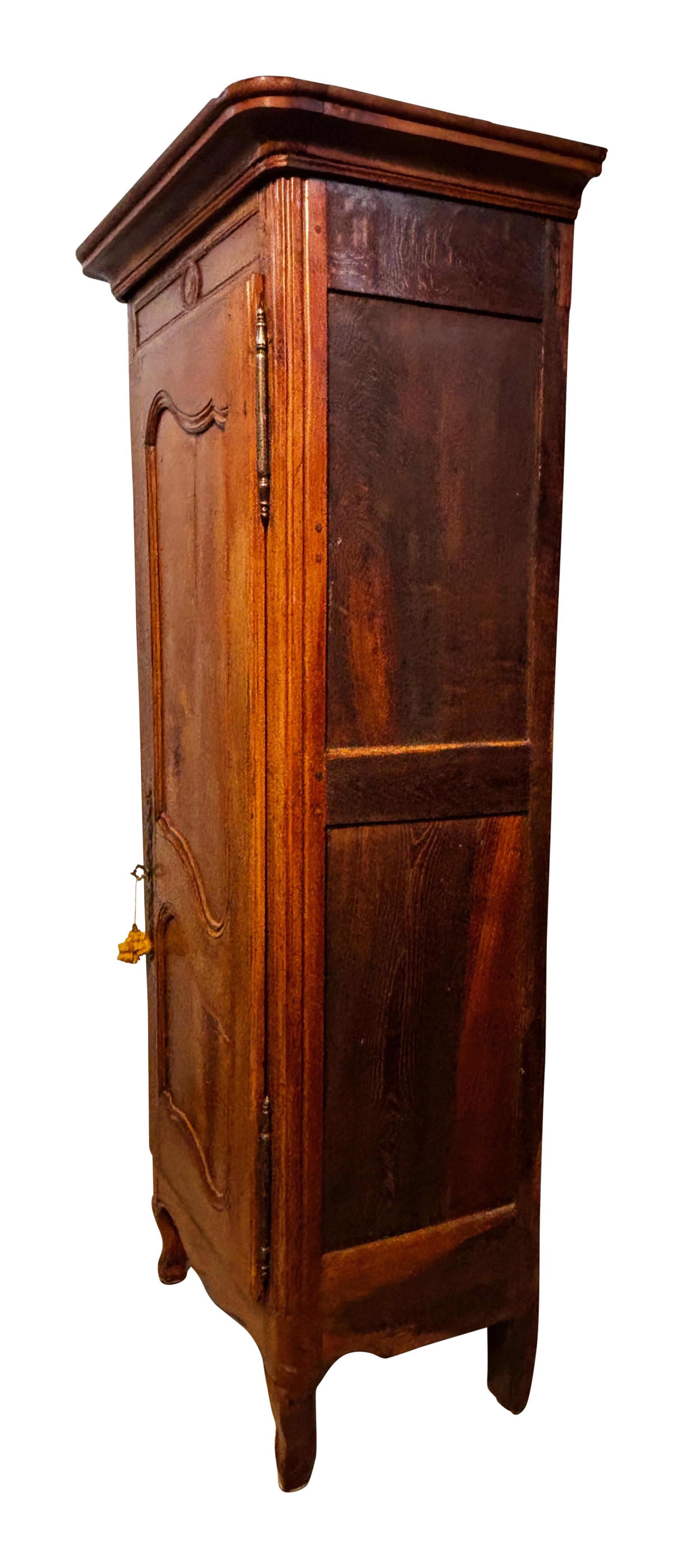18th Century French Cherrywood Bonnetiere Armoire Cabinet, Circa 1750 1
