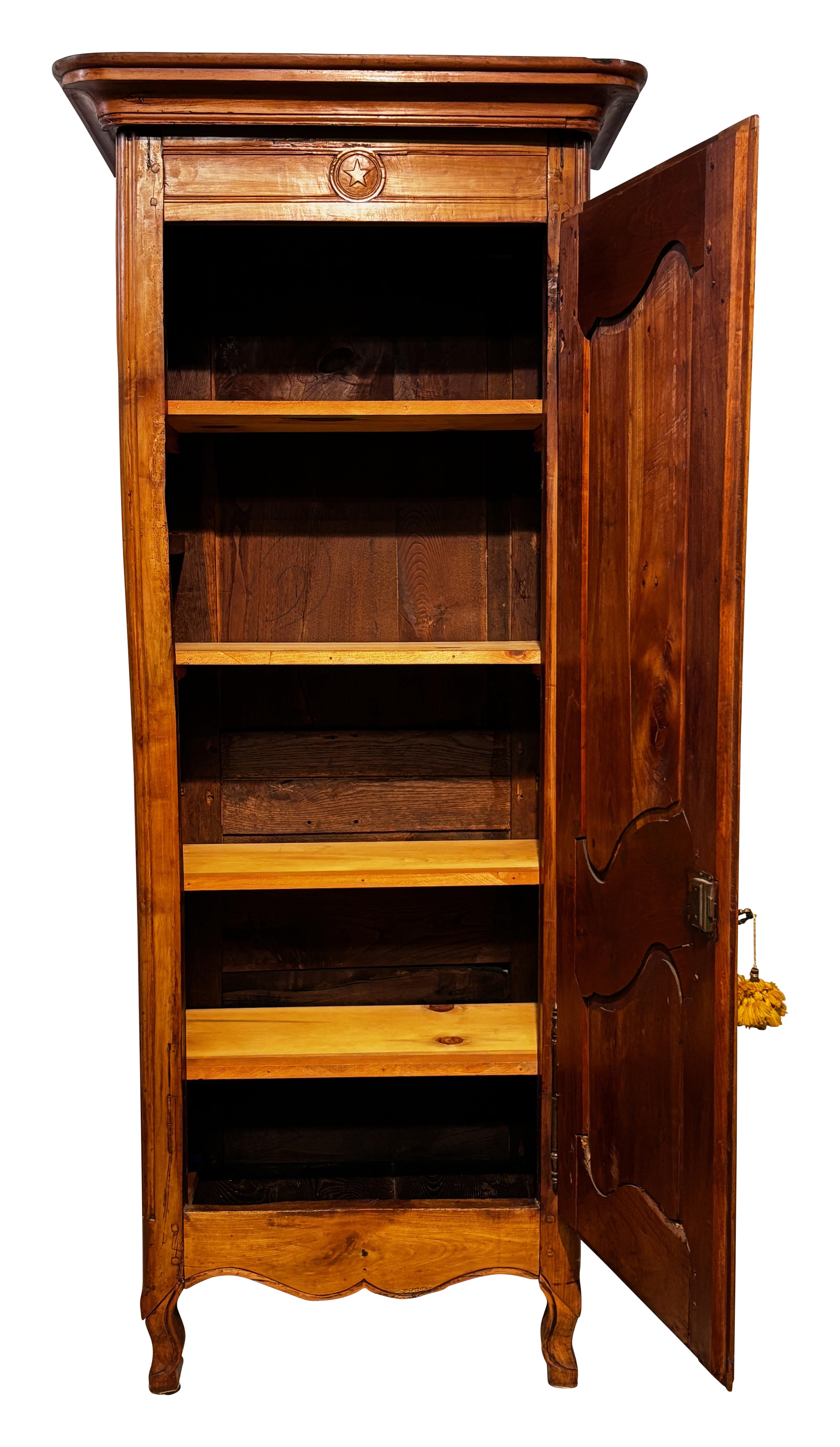 18th Century French Cherrywood Bonnetiere Armoire Cabinet, Circa 1750 2