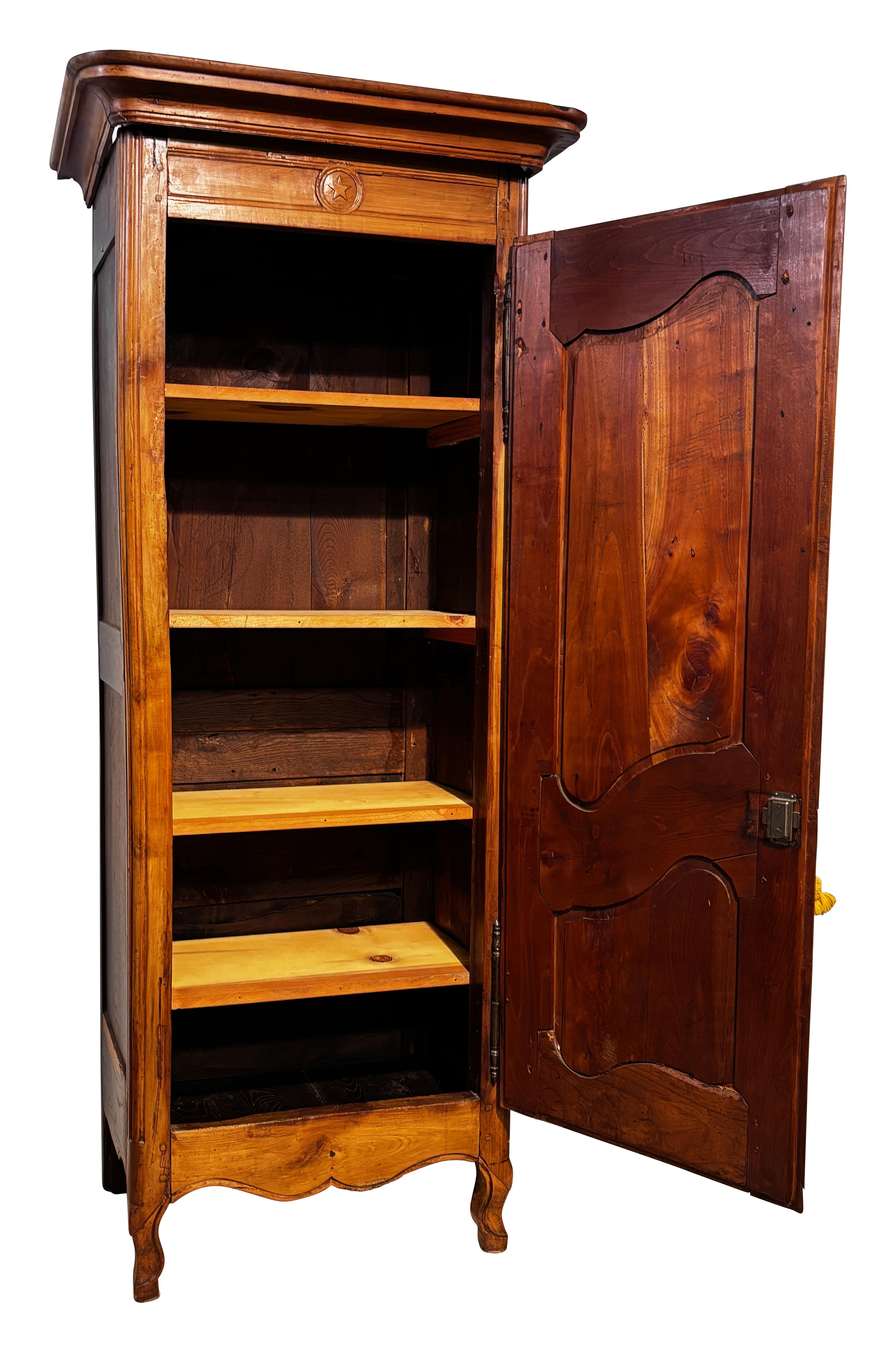18th Century French Cherrywood Bonnetiere Armoire Cabinet, Circa 1750 3