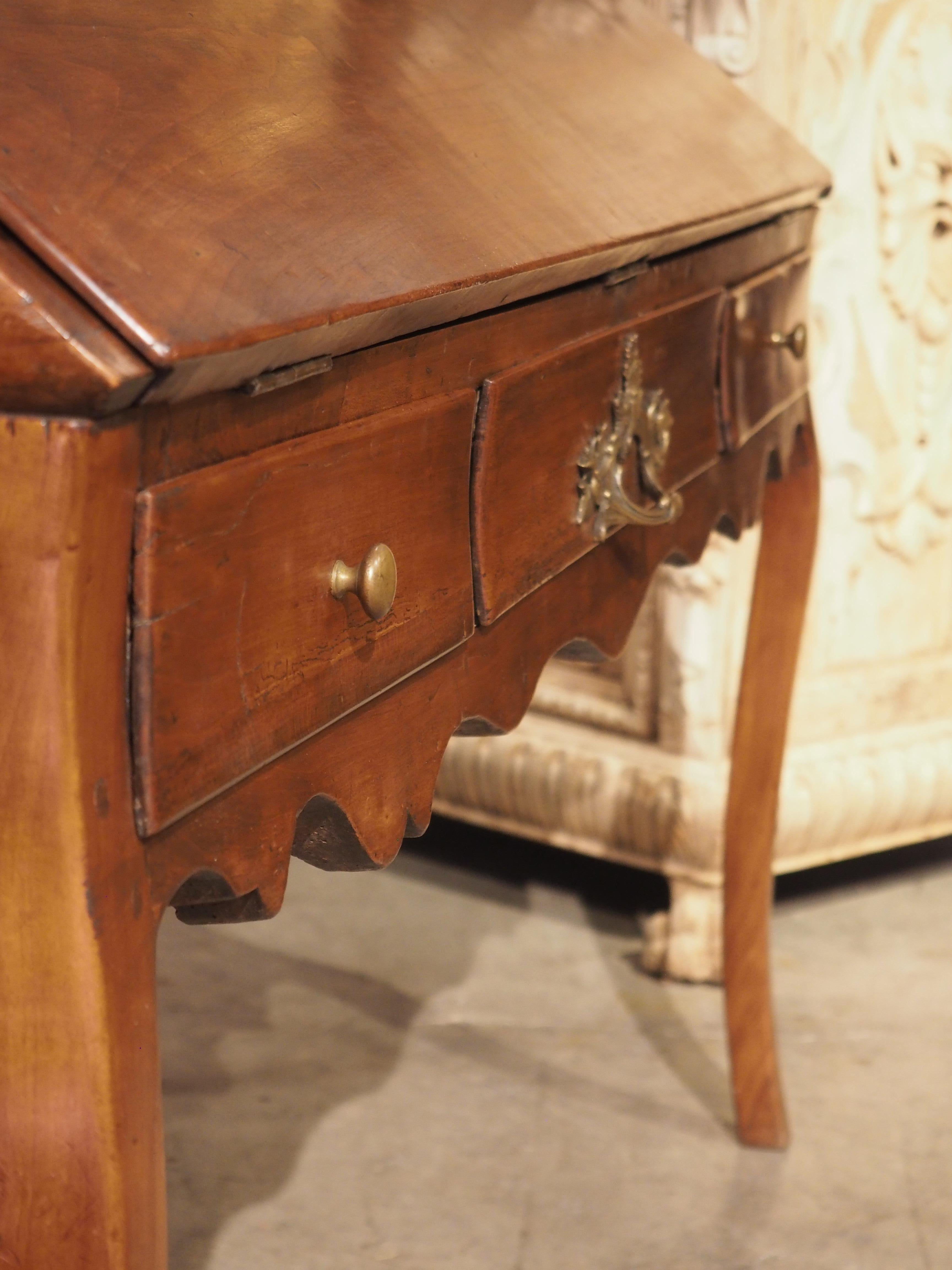 18th Century French Cherrywood 'Bureau de Pente' Slant Top Writing Desk For Sale 8