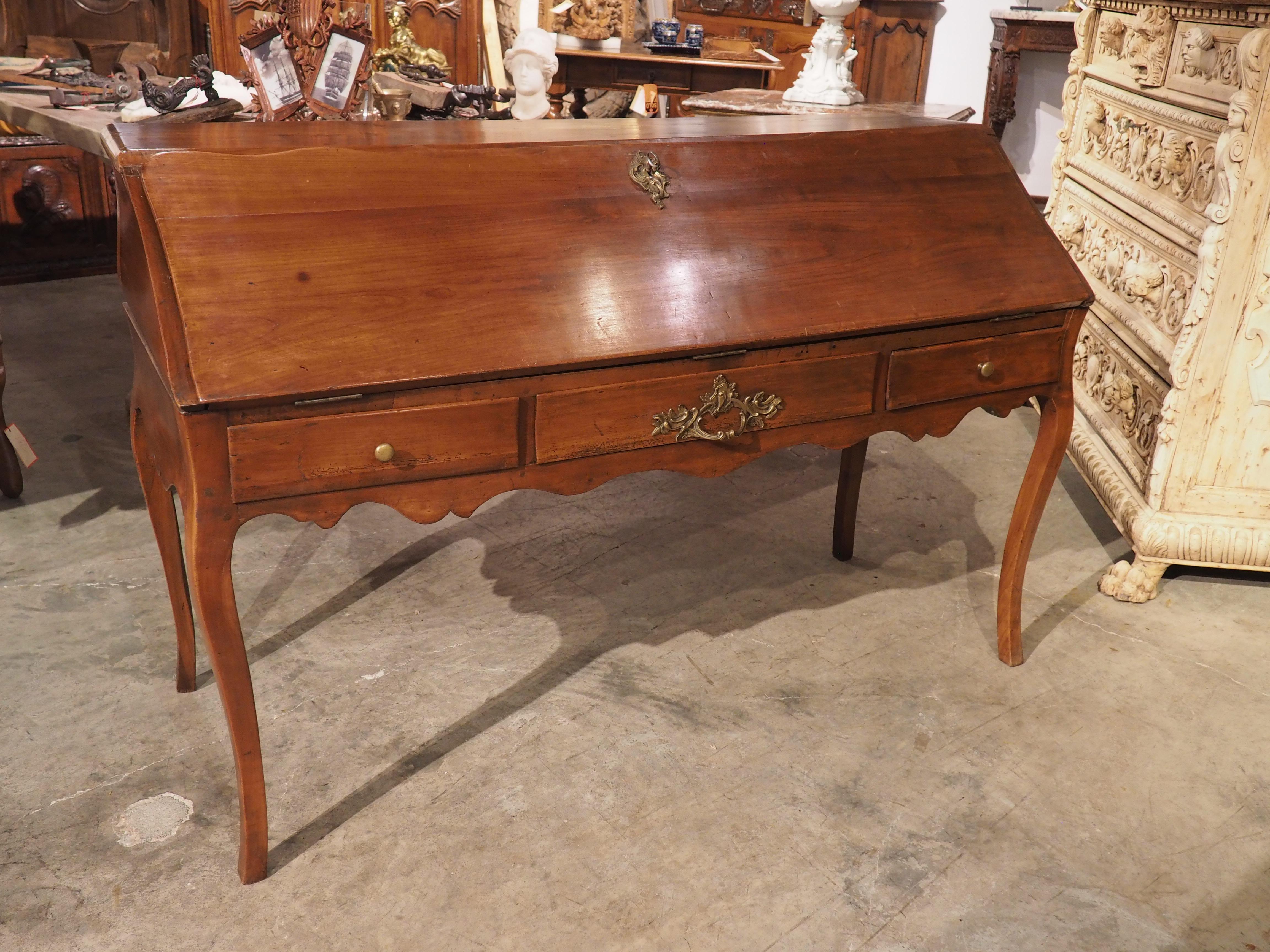 18th Century French Cherrywood 'Bureau de Pente' Slant Top Writing Desk For Sale 9