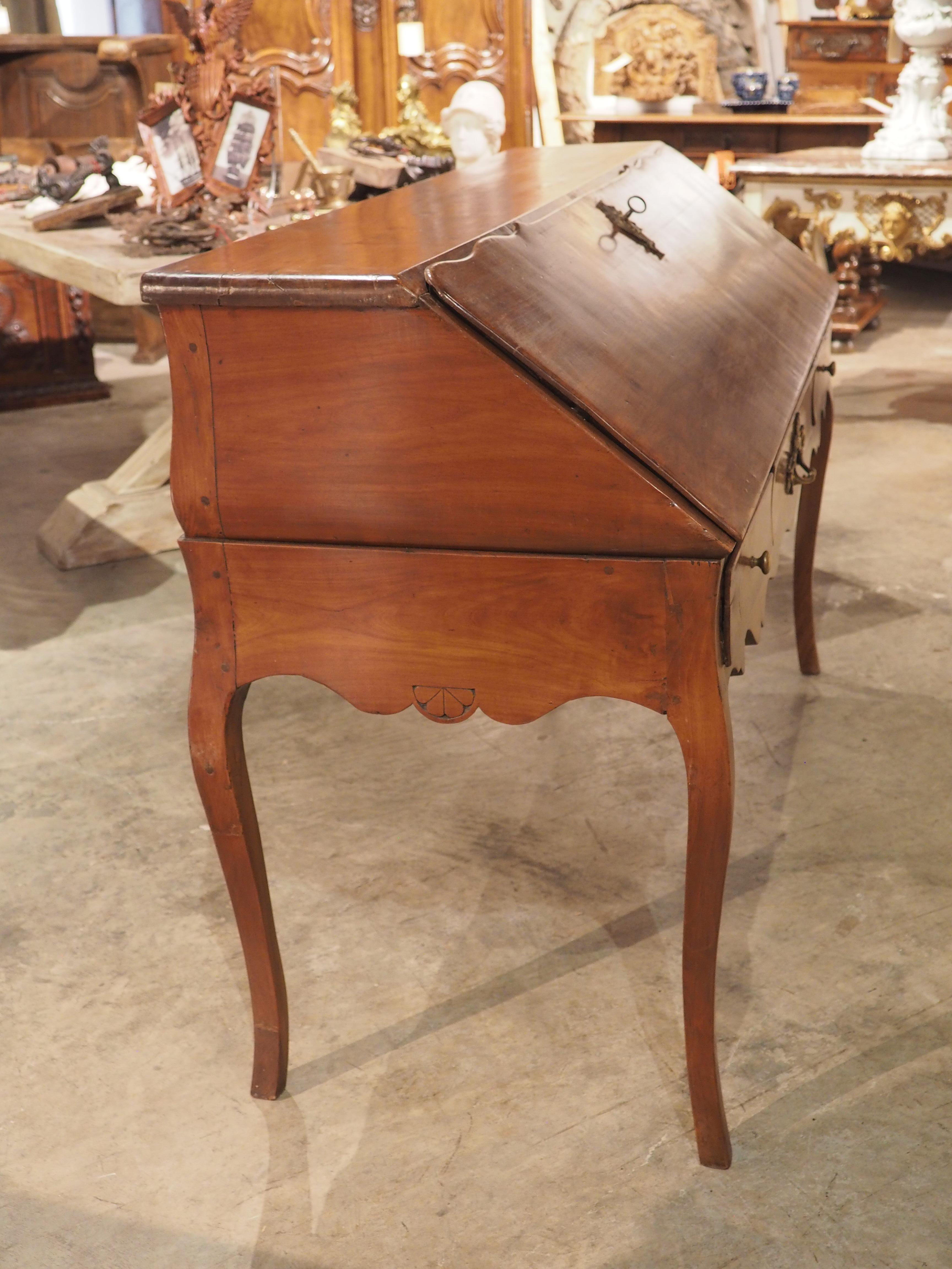 Louis XV 18th Century French Cherrywood 'Bureau de Pente' Slant Top Writing Desk For Sale