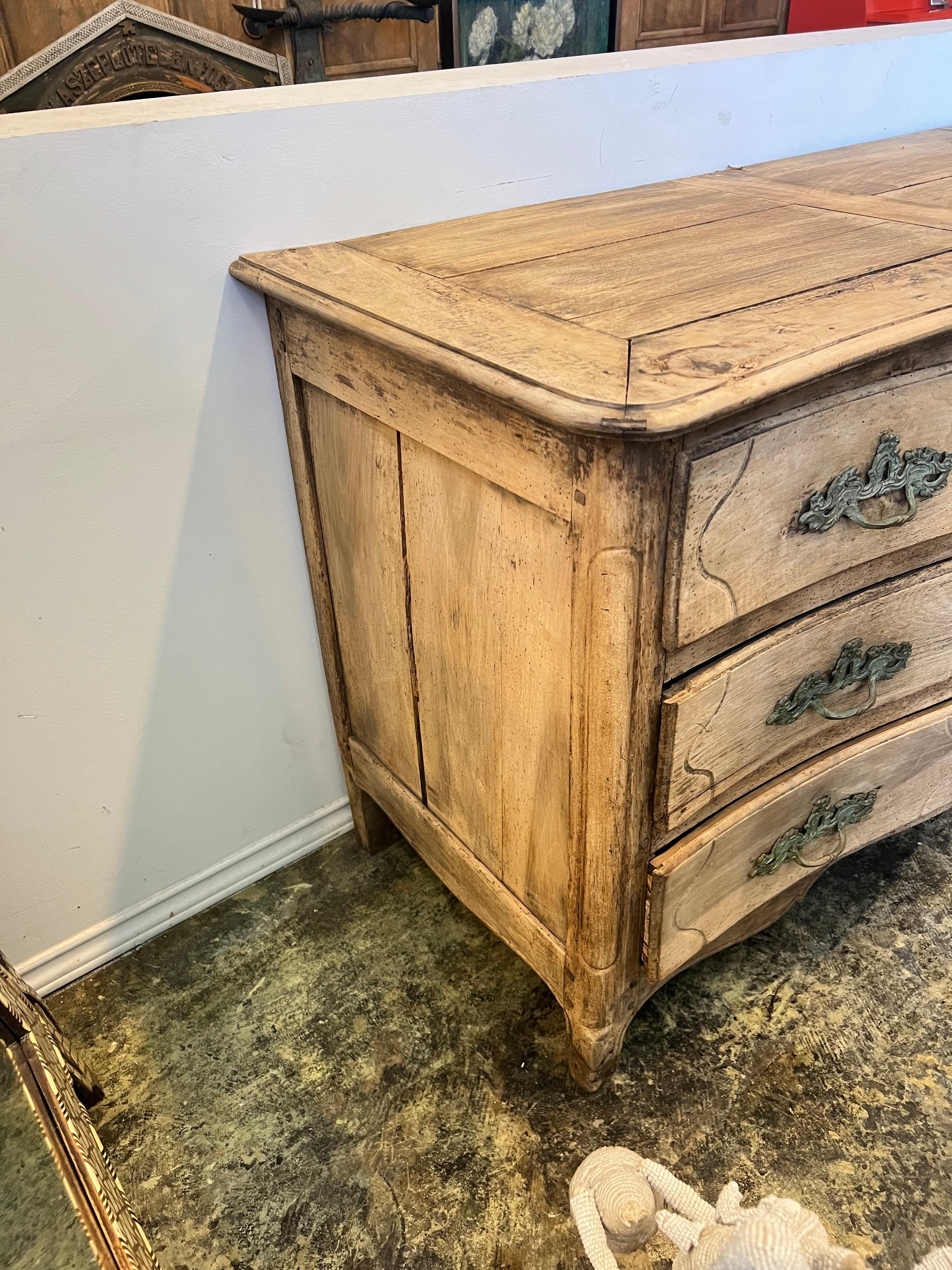 18th Century and Earlier 18th Century French Chest in Bleached Walnut with Original Hardware  For Sale