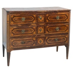 18th Century French Chest of Drawers in Wood and Red Marble