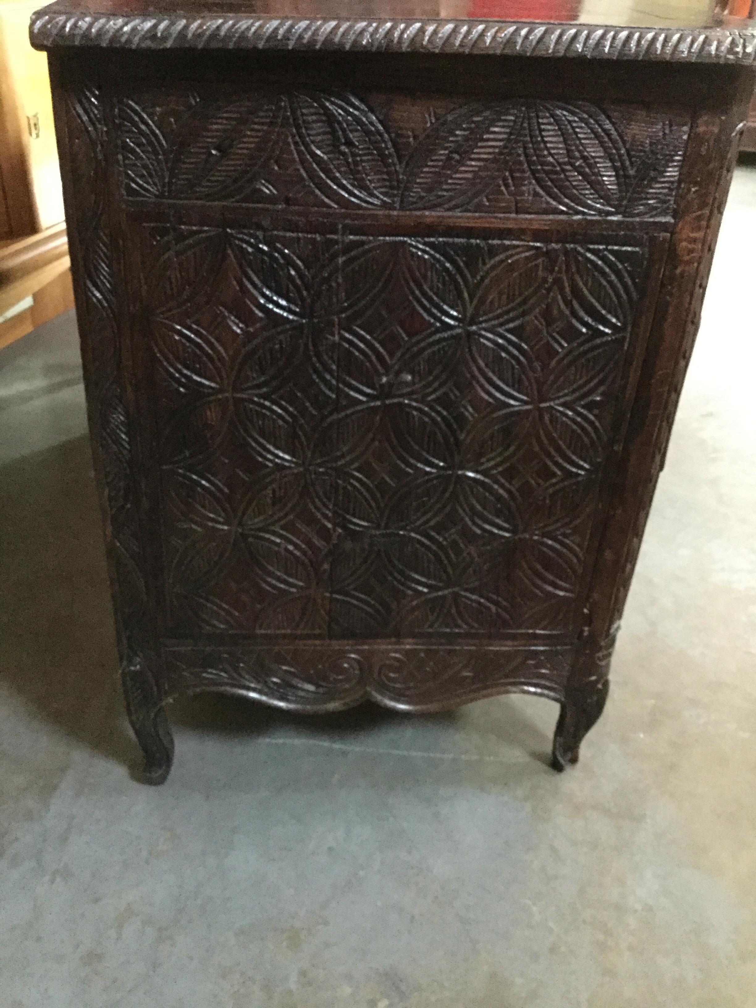 Hand-Carved 18th Century French Chestnut Chest For Sale