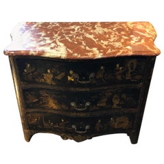 18th Century French Chinoserie Serpentine Shaped Commode with Marble top 