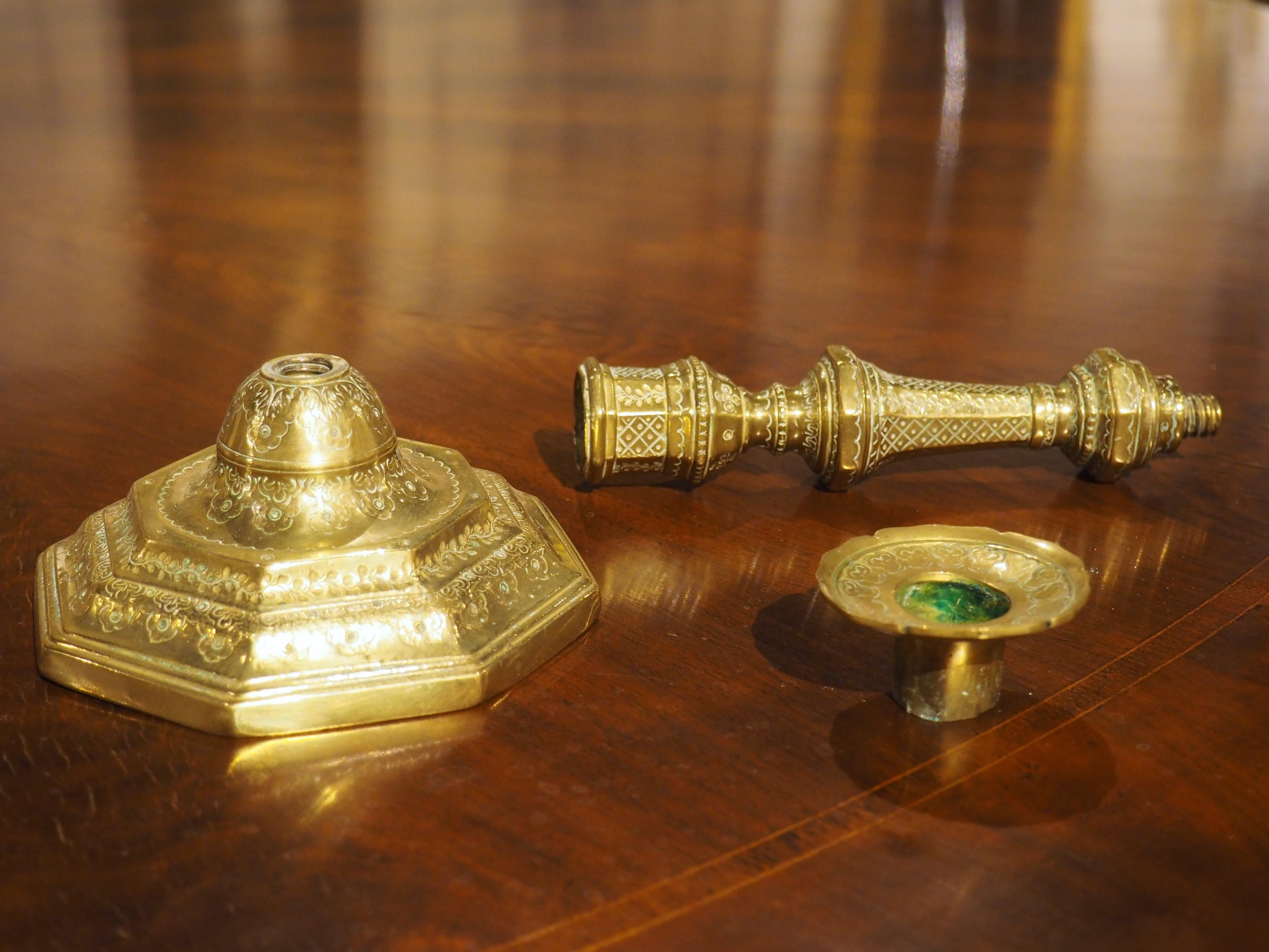 18th Century French Chiseled and Gilded Bronze Candlestick 5
