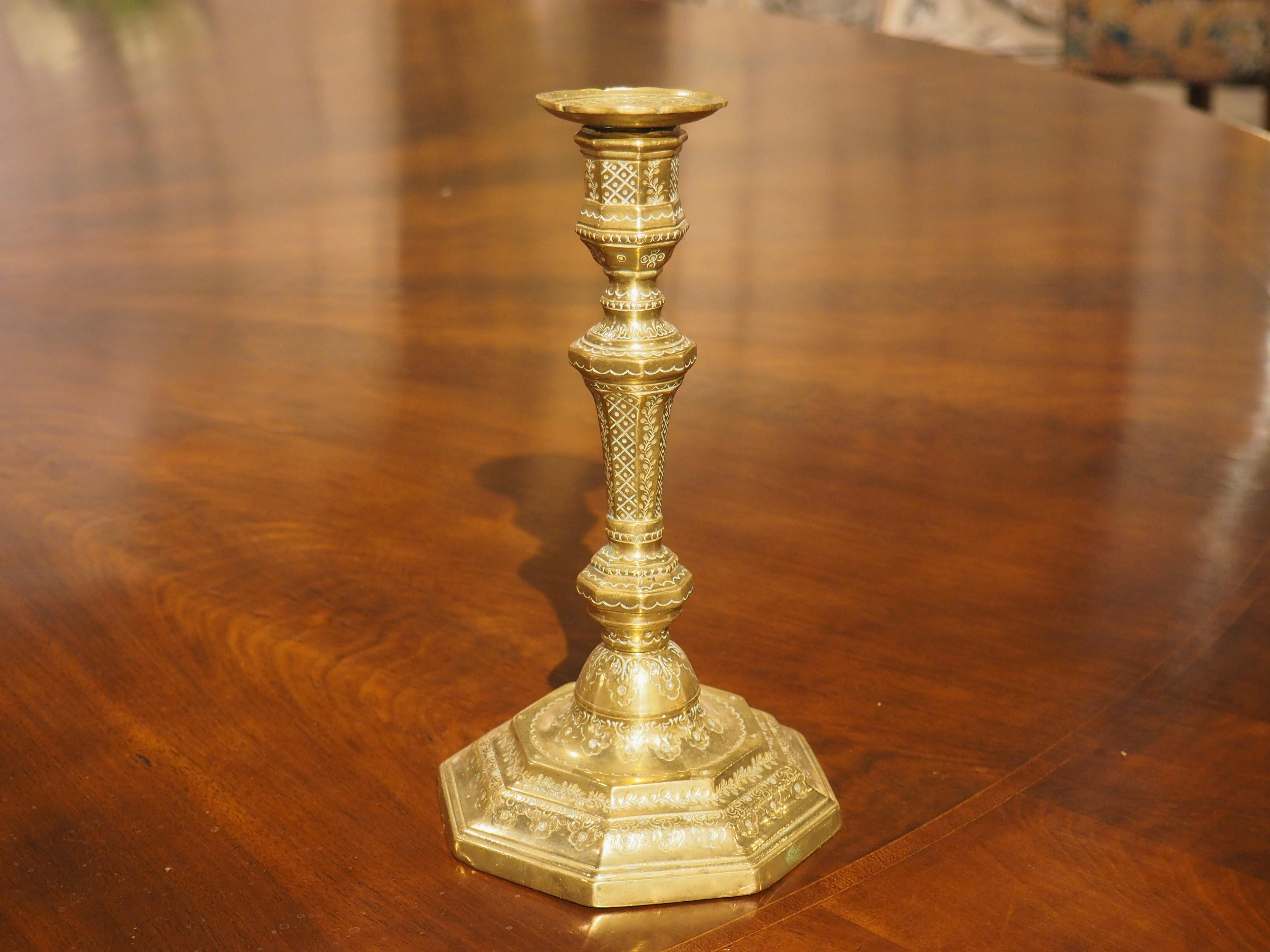 18th Century French Chiseled and Gilded Bronze Candlestick 8