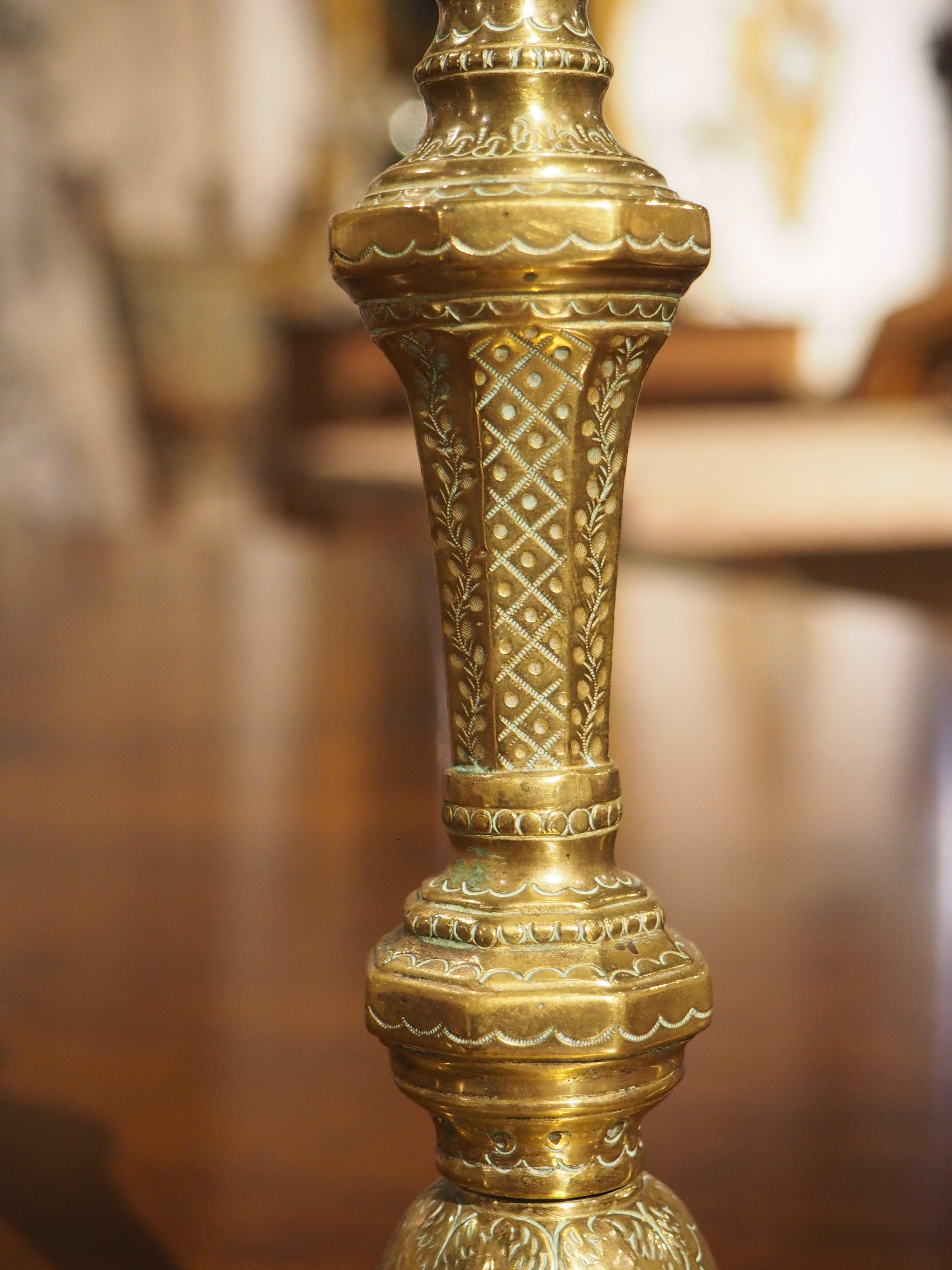 Gilt 18th Century French Chiseled and Gilded Bronze Candlestick