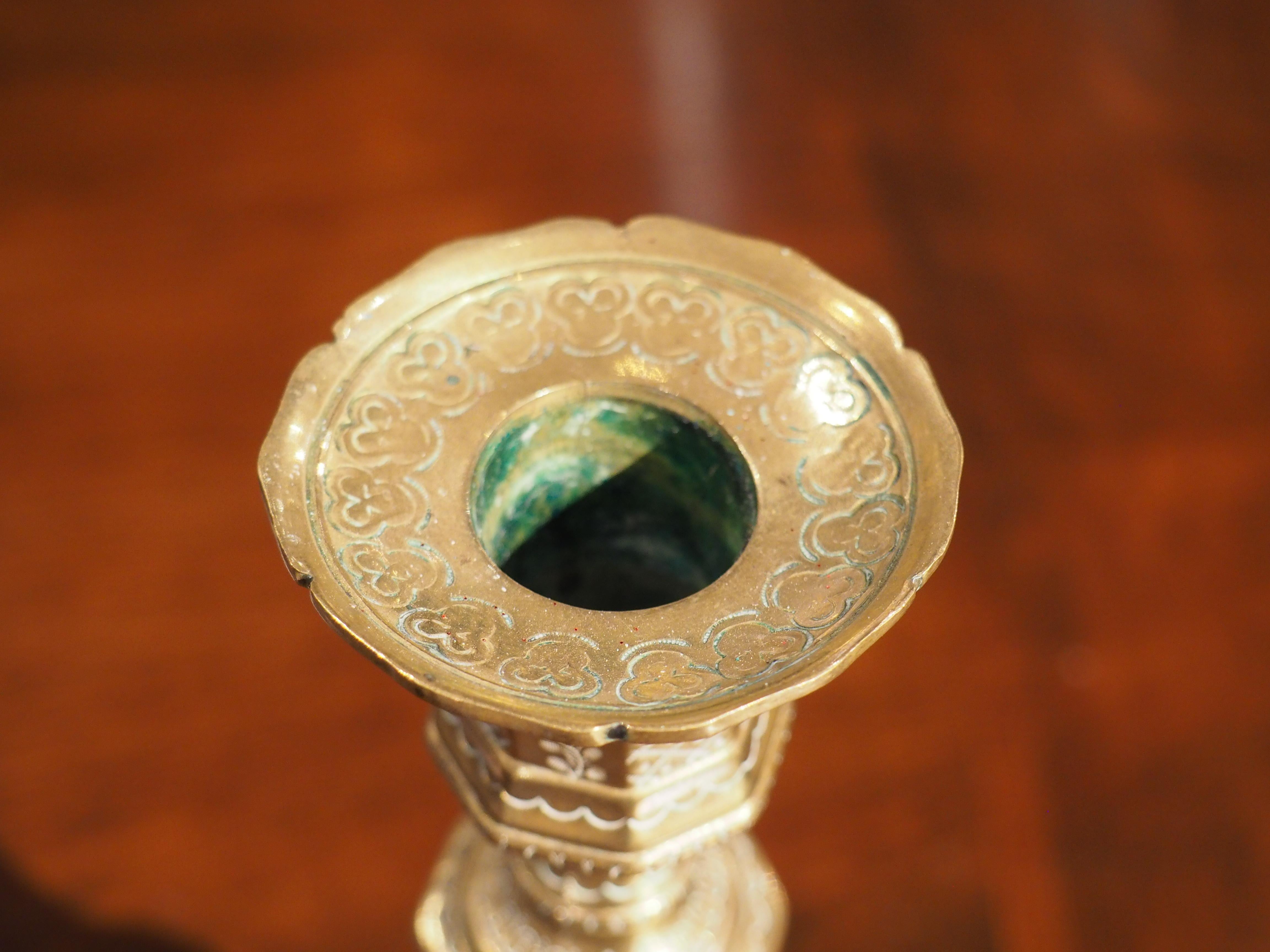 18th Century French Chiseled and Gilded Bronze Candlestick 1