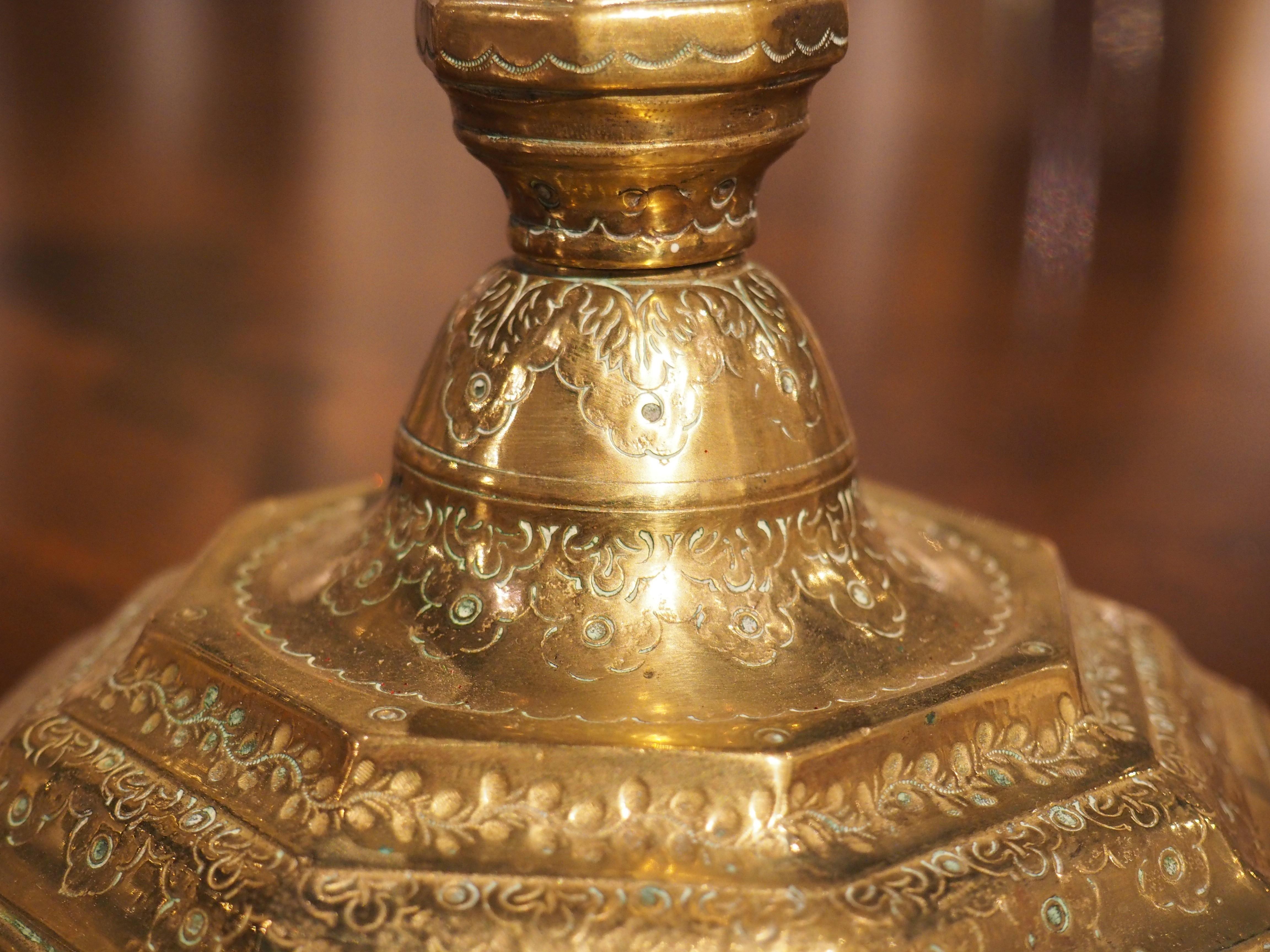 18th Century French Chiseled and Gilded Bronze Candlestick 3